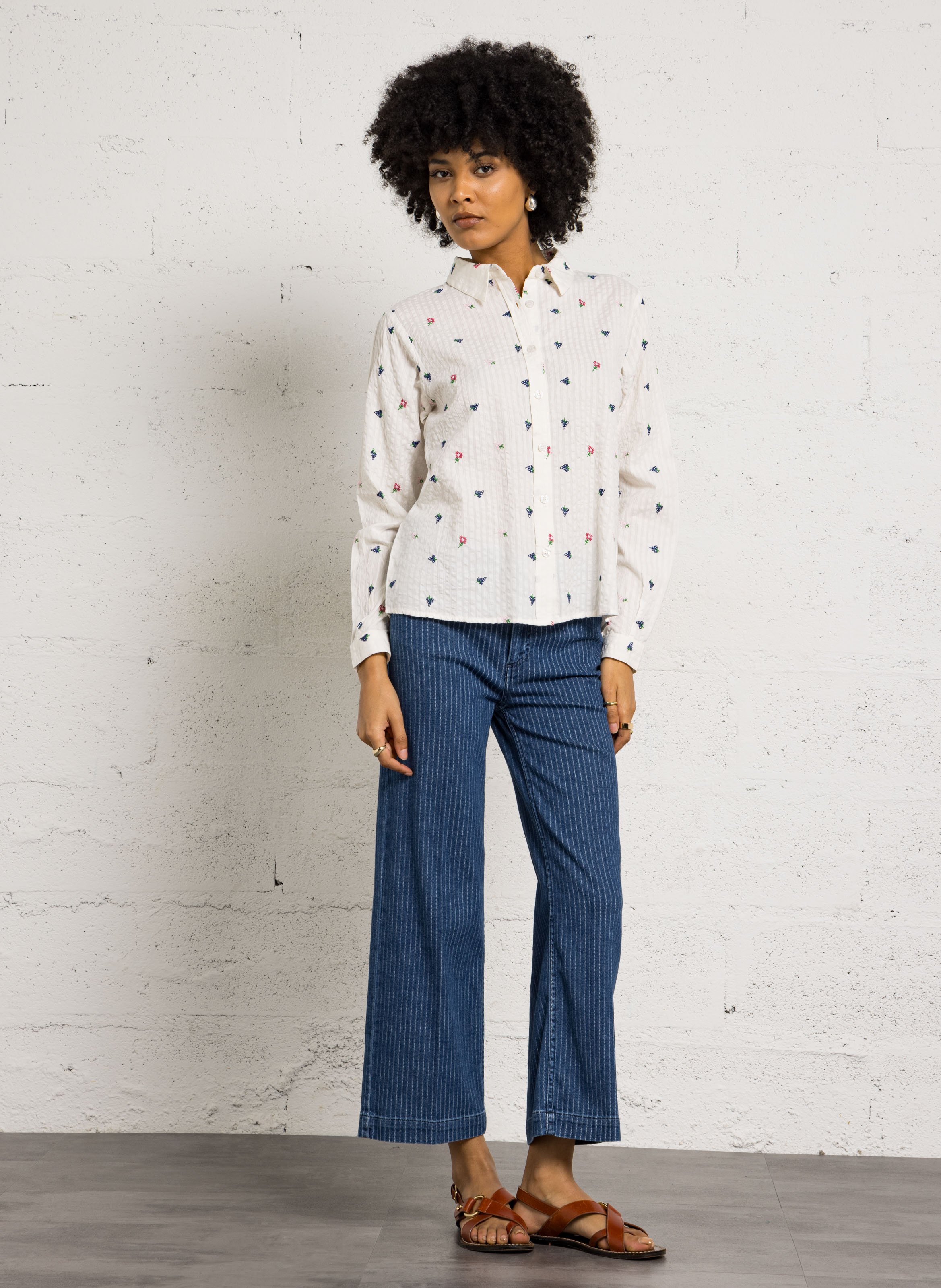 Jean droit rayé rosie MAISON 123 Bleu