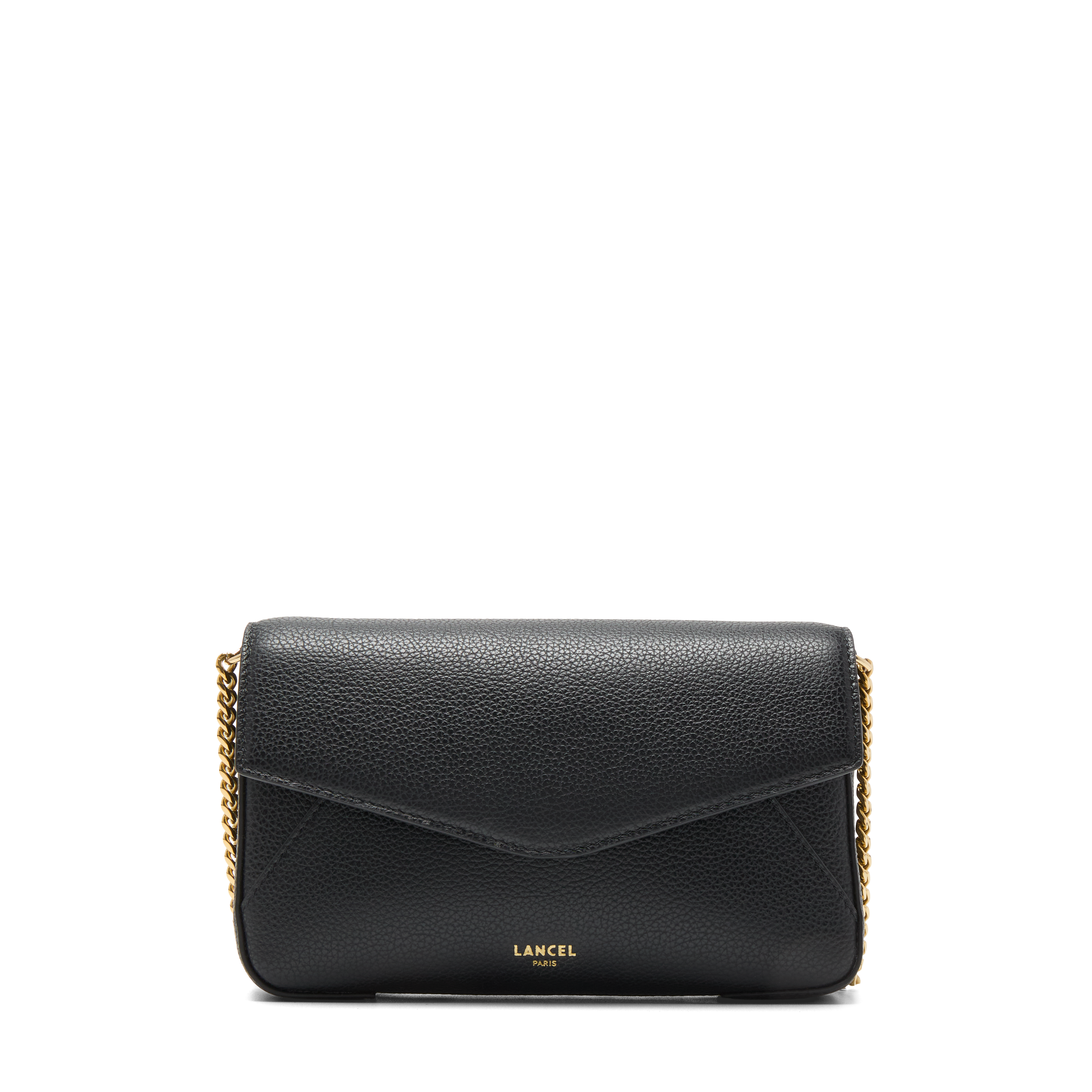Pochette chaine avec porte-cartes amovible enveloppe de lancel en cuir LANCEL Noir