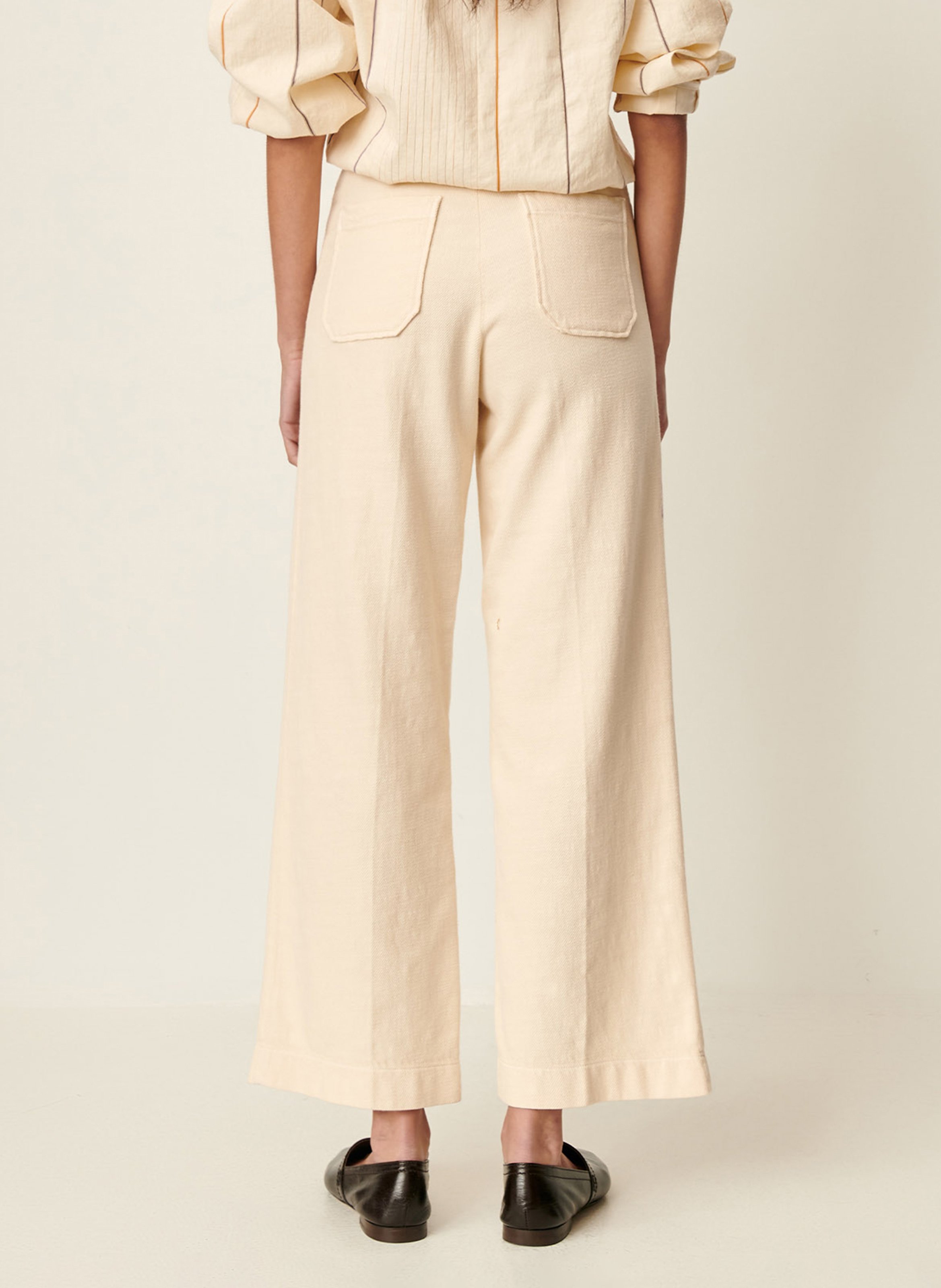Pantalon droit plissé et texturé en coton hendrick SESSUN Beige