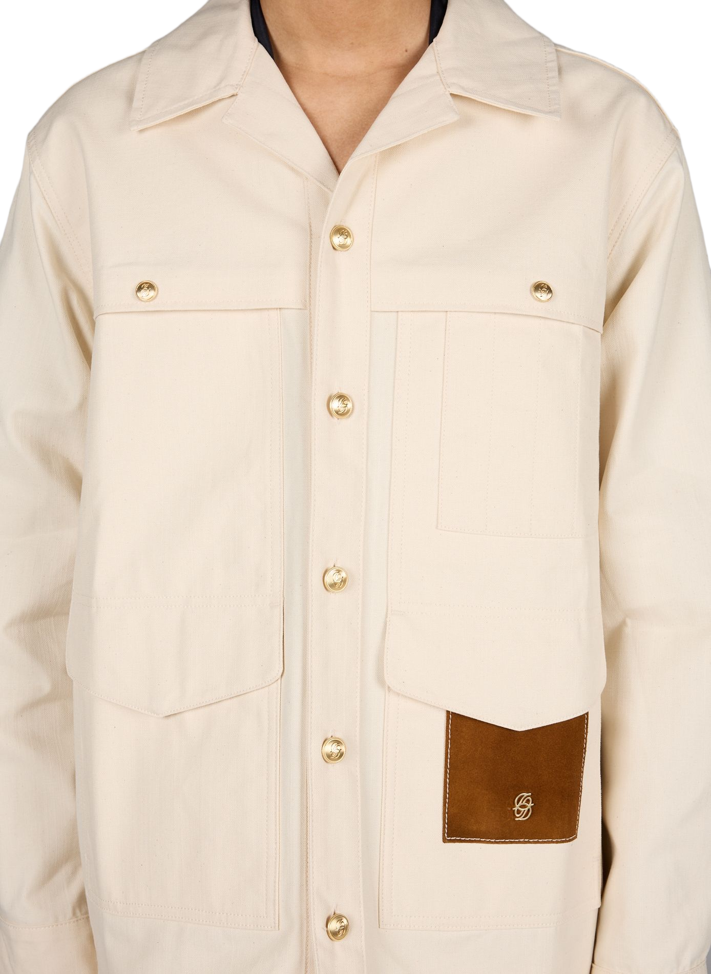 Cuban collar cotton jacket DROLE DE MONSIEUR Beige