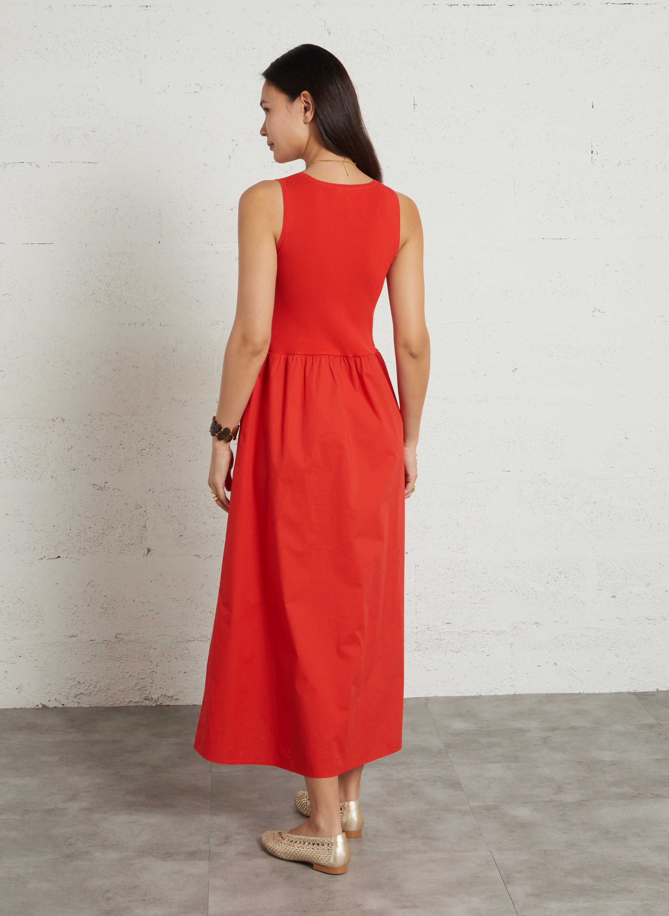 Robe longue bi-matière lys MAISON 123 Rouge