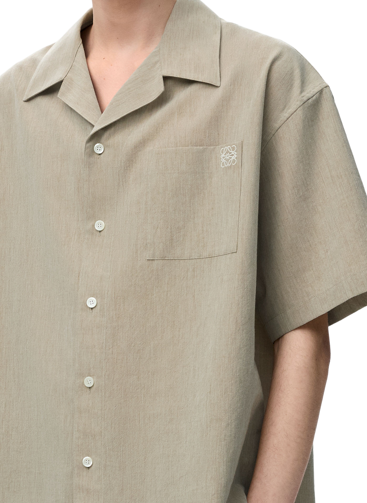 Kurzarmhemd aus Wolle und Baumwolle LOEWE Beige