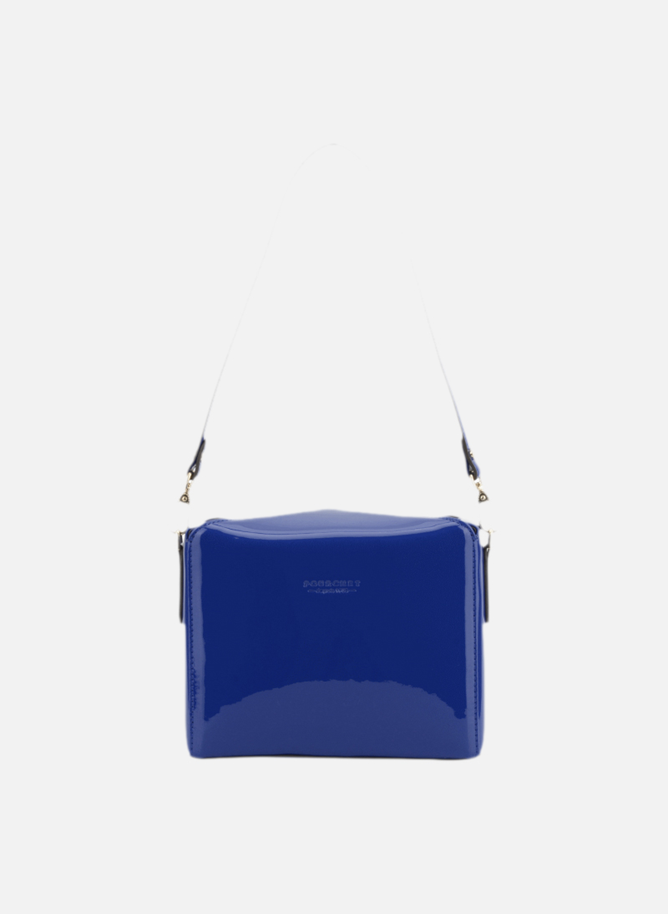 Cassetta vernis | sac porté épaule en cuir de vachette | Bleu POURCHET Femme