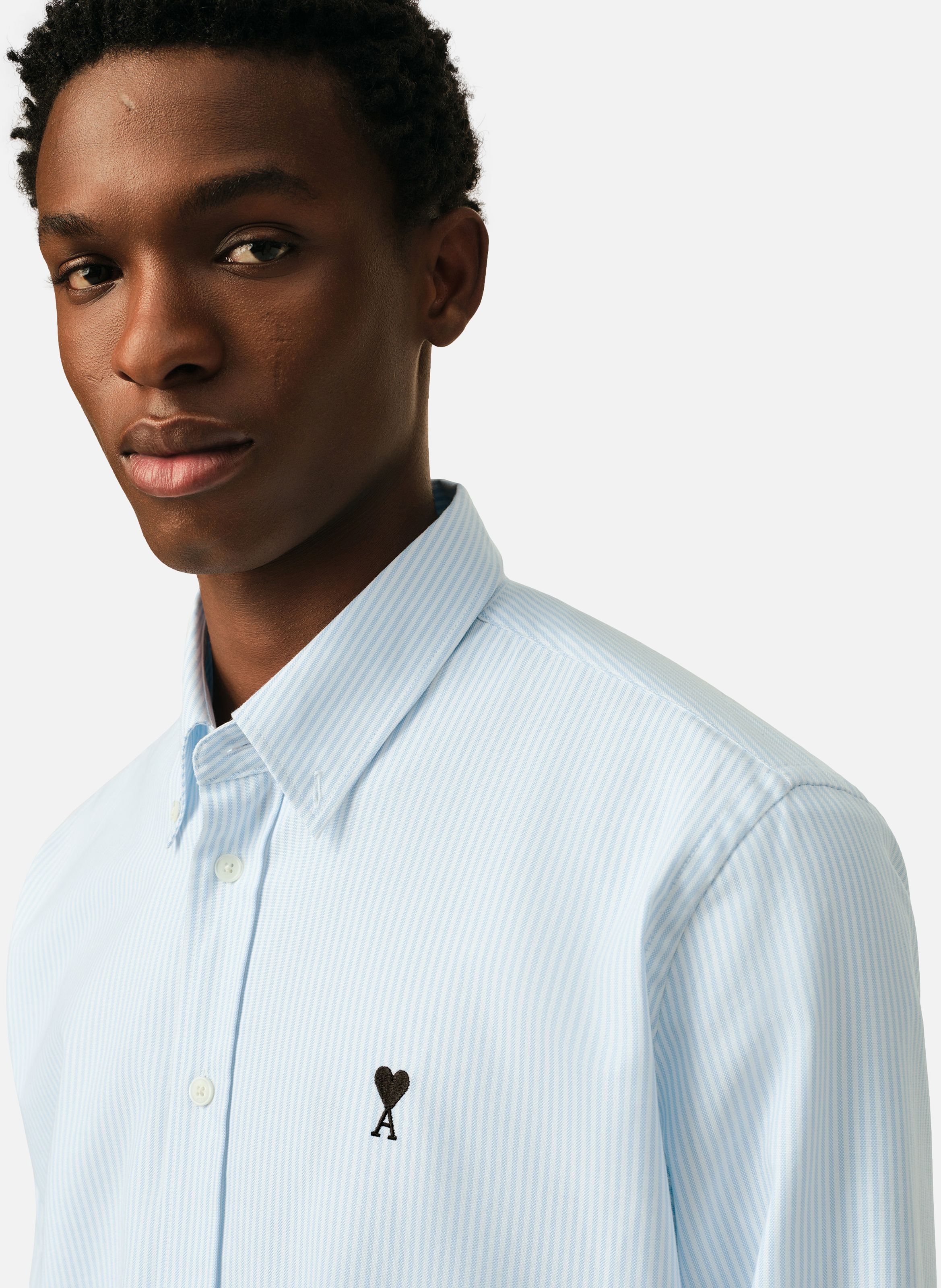 Chemise rayée unisexe en coton ami de coeur AMI PARIS Bleu