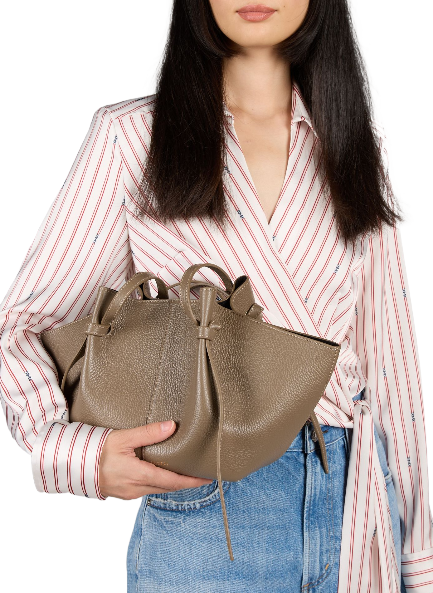 Leather baguette bag YUZEFI Beige