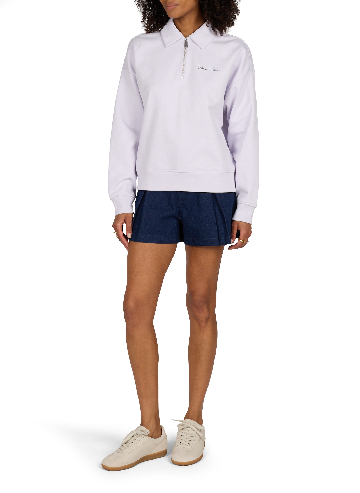 Pullover mit Reißverschlusskragen aus Baumwollmischung CALVIN KLEIN Violett