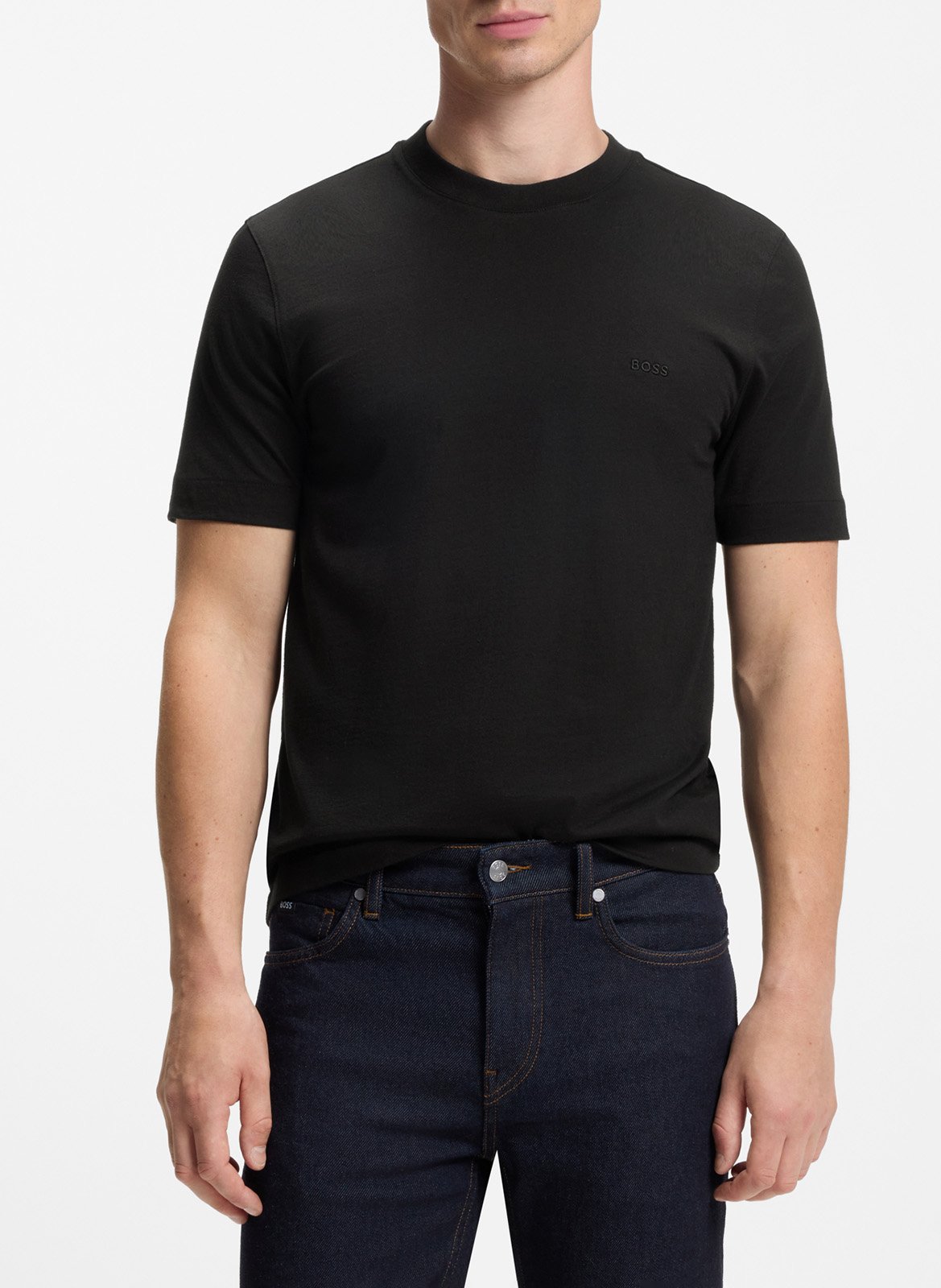 Tee-shirt col rond en coton BOSS Noir