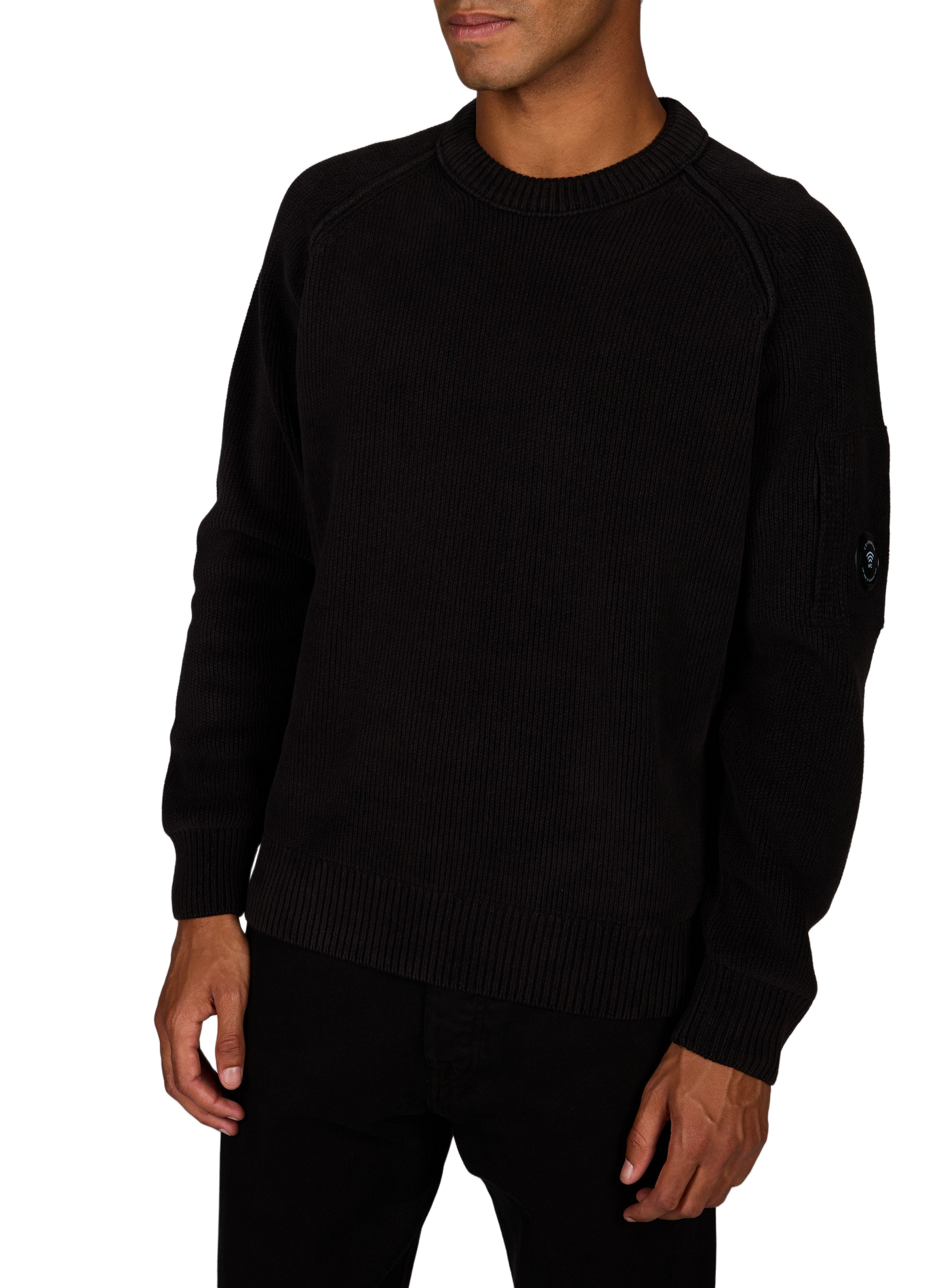Pull côtelé à lentille signature en coton CP COMPANY Noir
