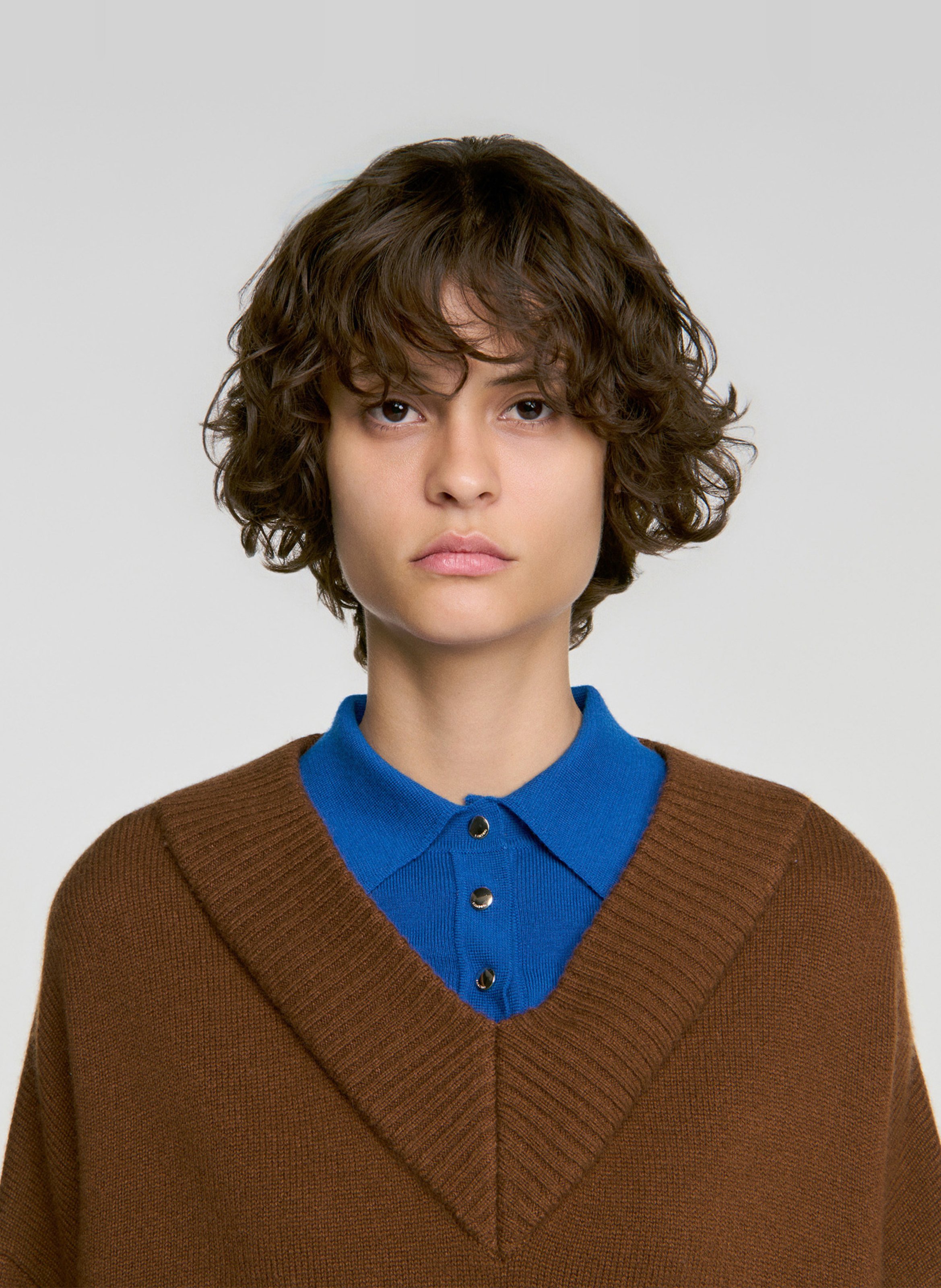 Pull oversize en laine et cachemire SANDRO Marron