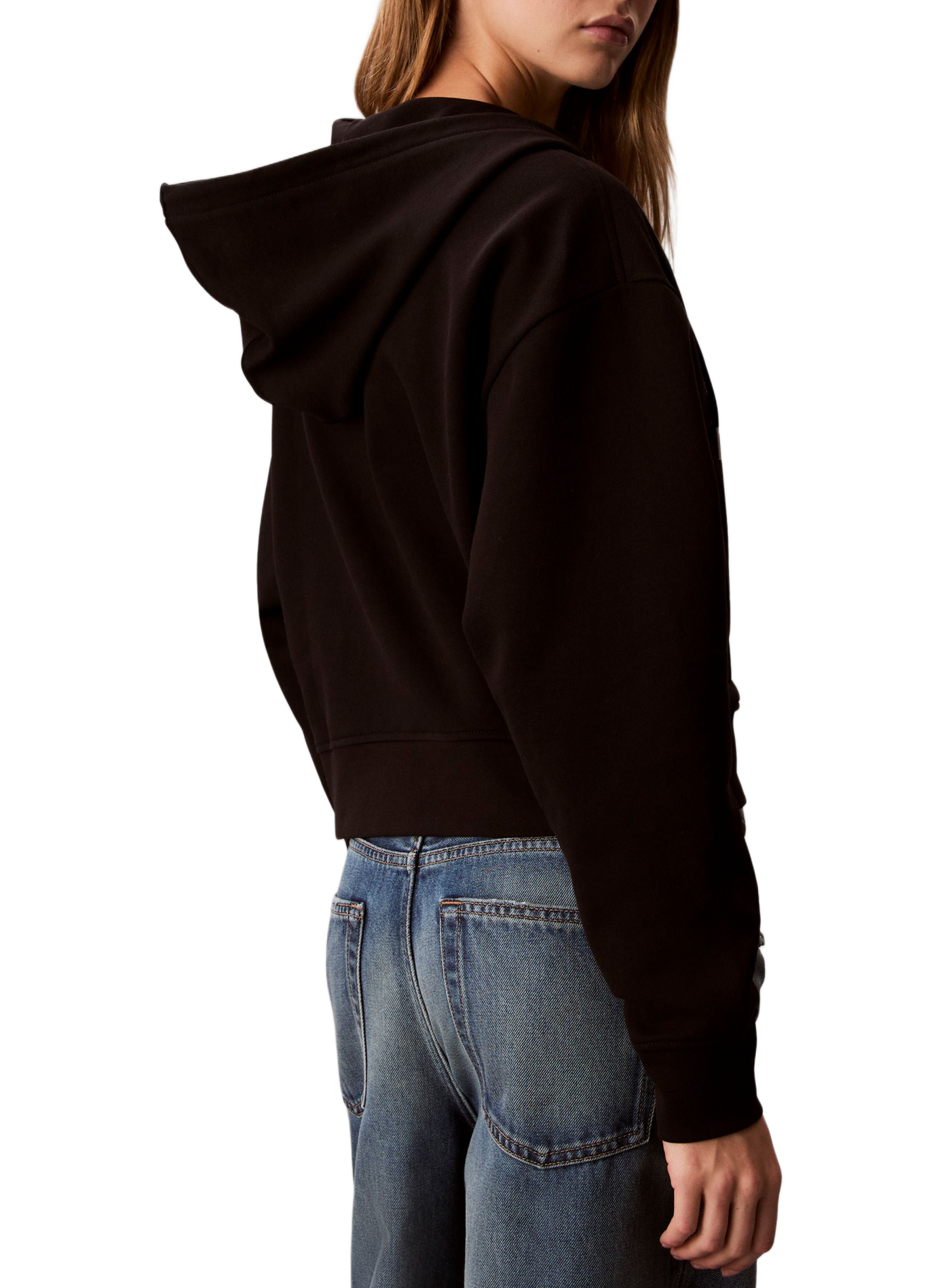 Zip-up hoodie in blended cotton CALVIN KLEIN Black