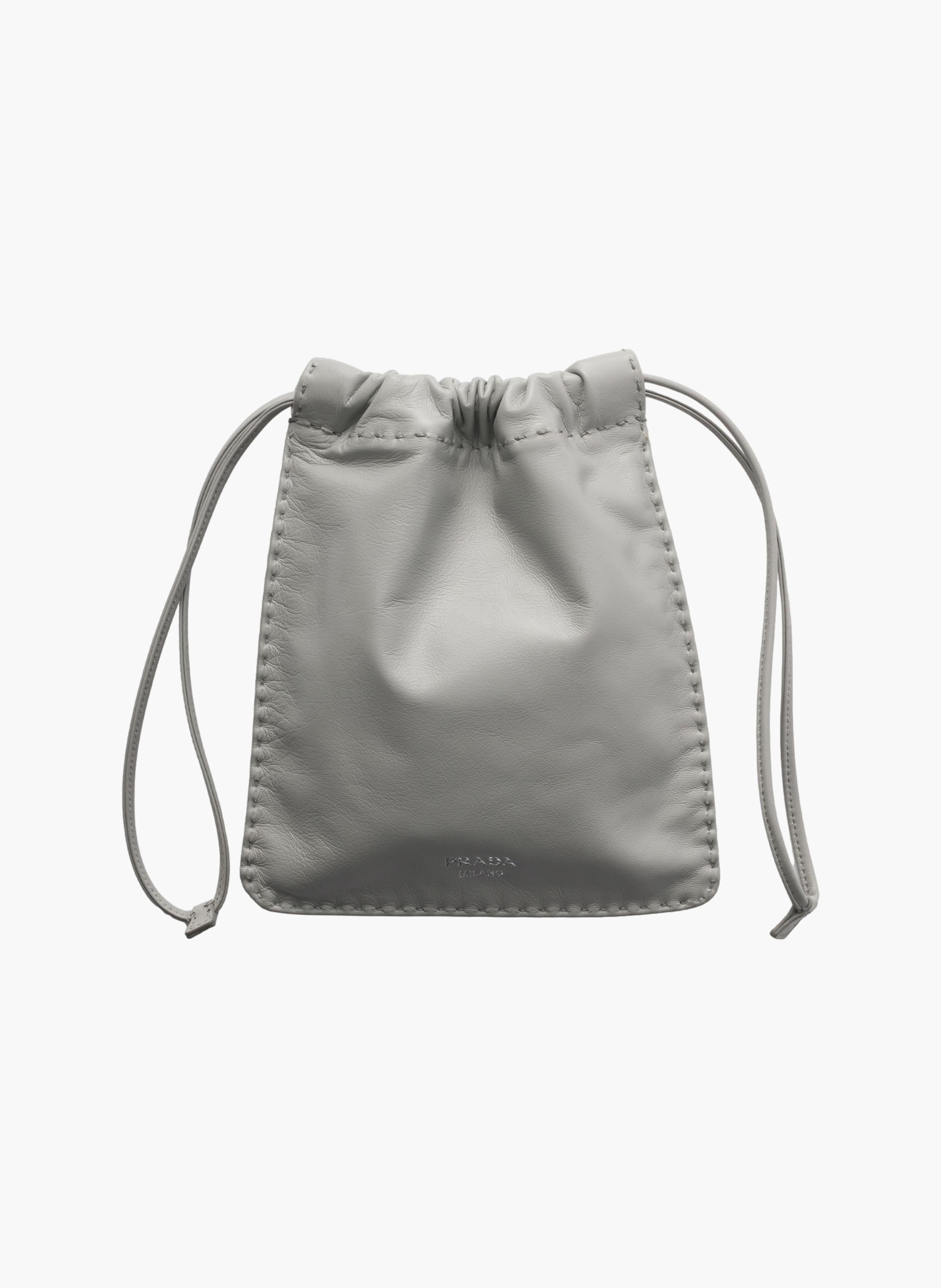 Pochette pour smartphone en cuir nappa PRADA Gris
