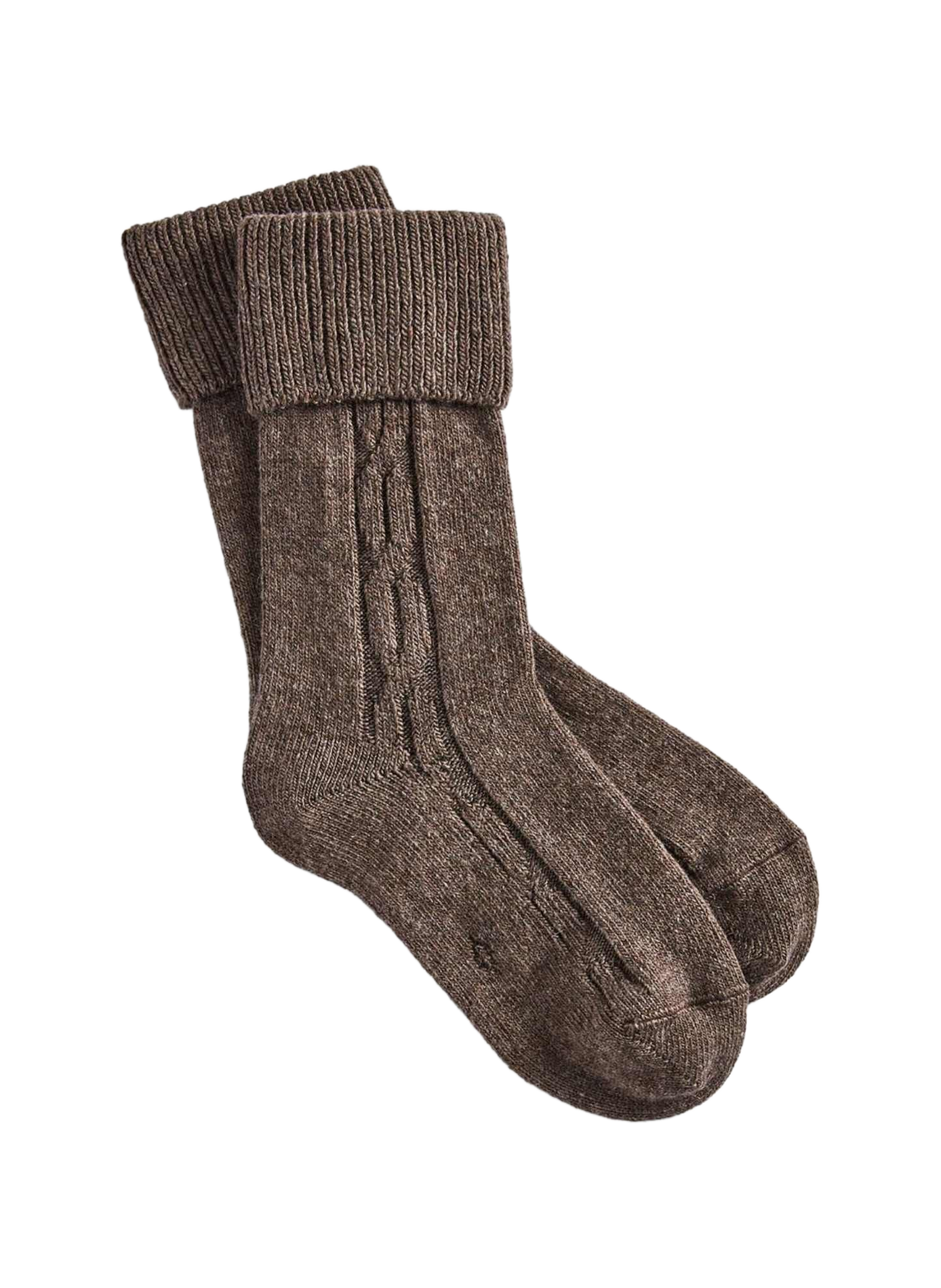 Mid-calf socks in cable knit with turn-down cuffs LE BOURGET Brown