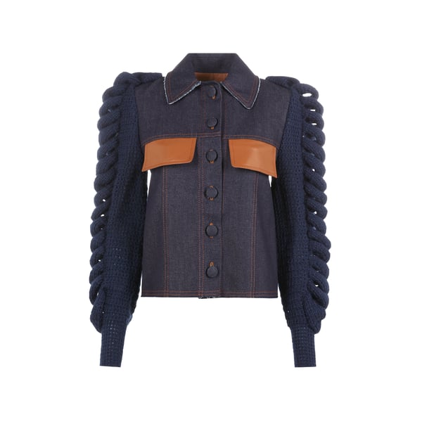 Veste en jean et tricot