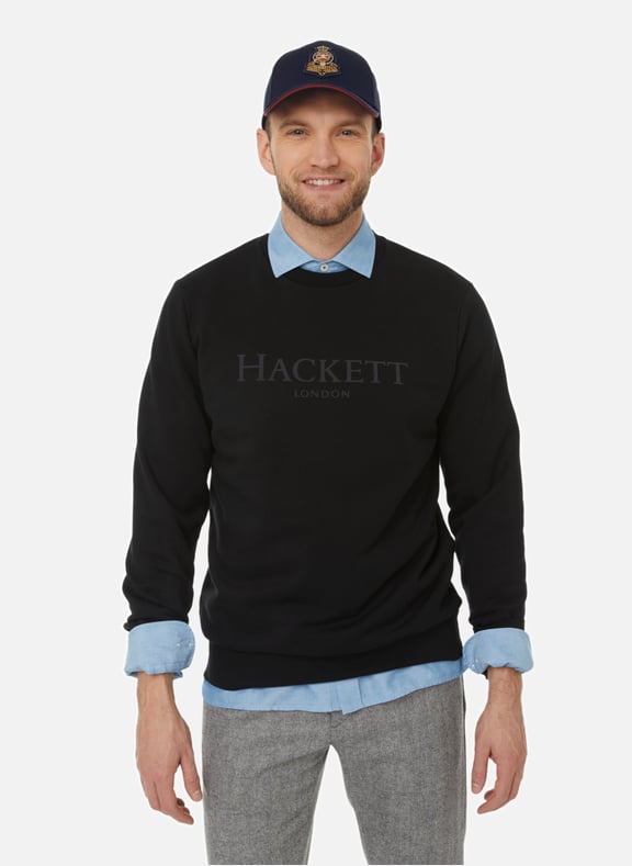 Sweat logotypé en coton Noir by HACKETT HACKETT Sweat logotypé en coton Noir
