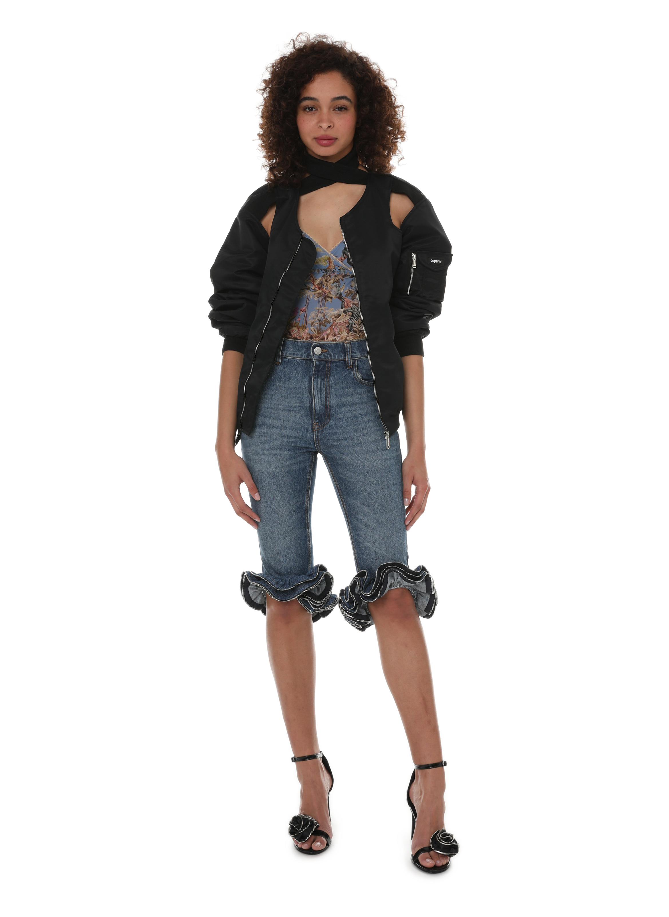 Jean court à volants COPERNI Bleu