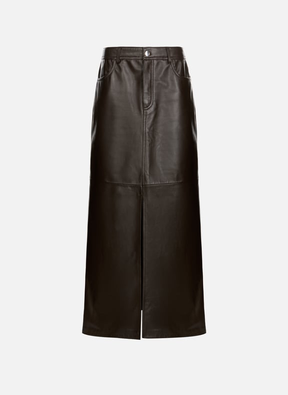 Leather midi skirt Brown by SAISON 1865 SAISON 1865 Leather midi skirt Brown