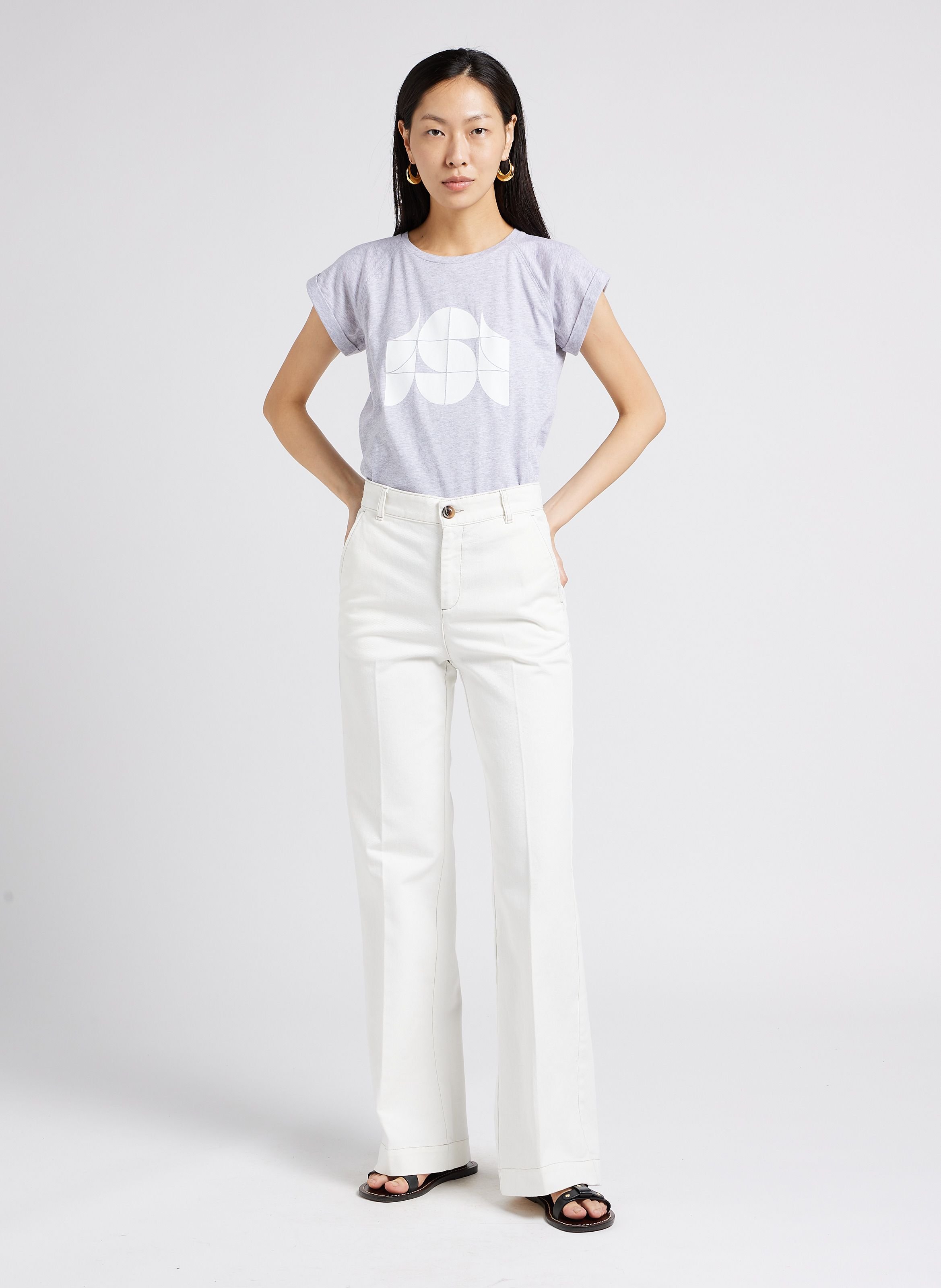 Tee-shirt col rond en coton valentina SOEUR Gris