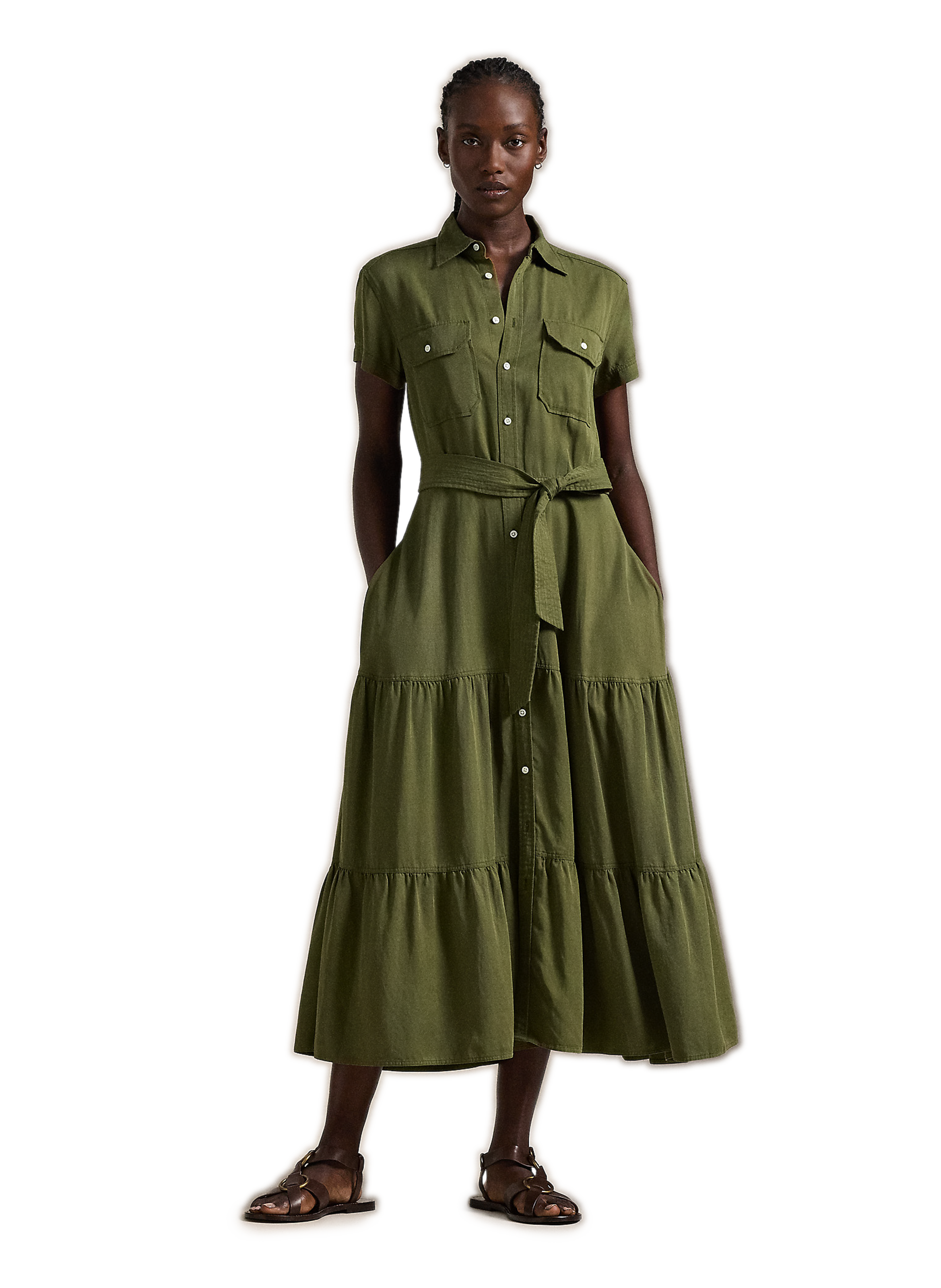 Robe chemise gitane POLO RALPH LAUREN Kaki