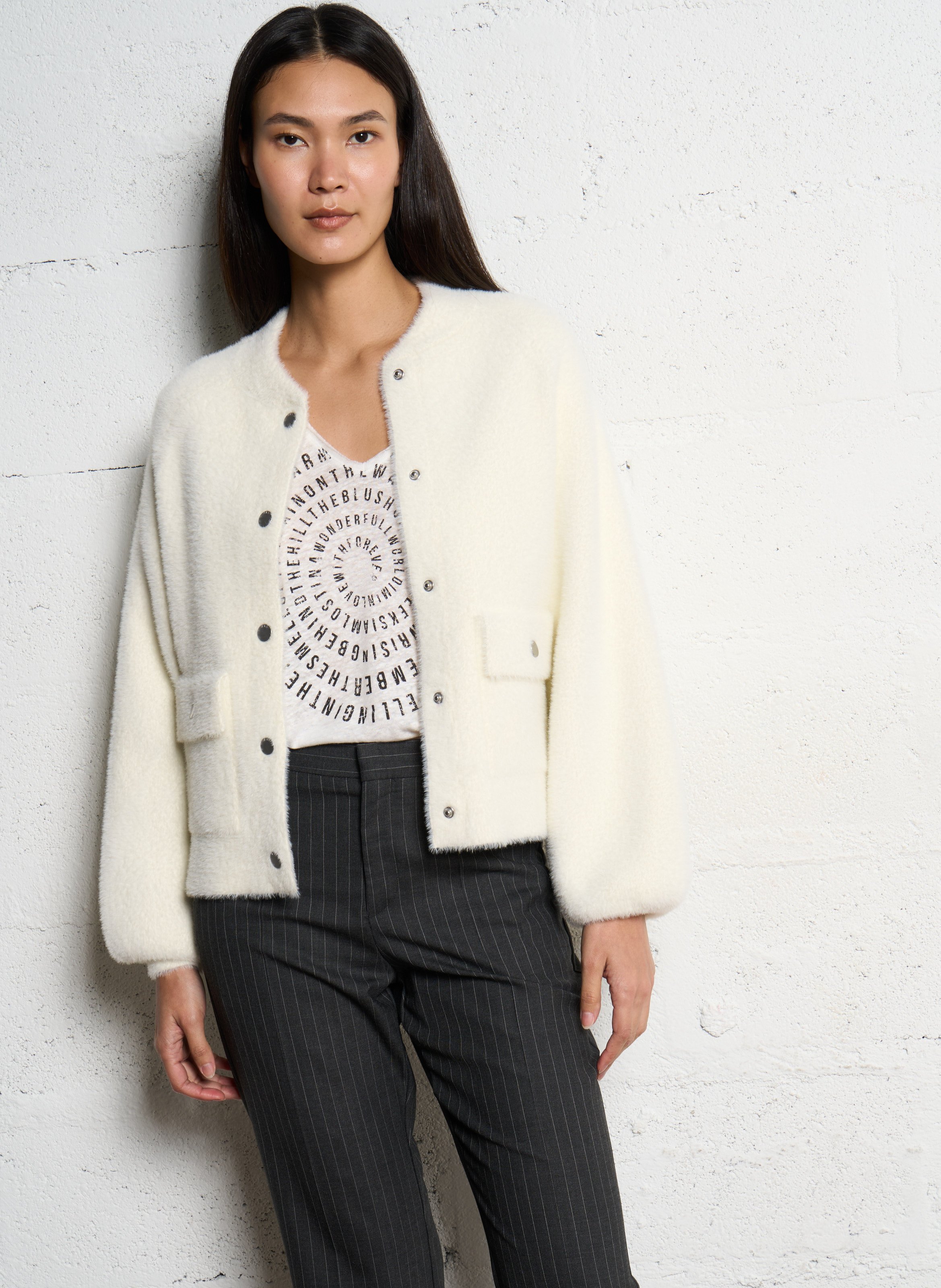 Cardigan col rond IKKS Blanc