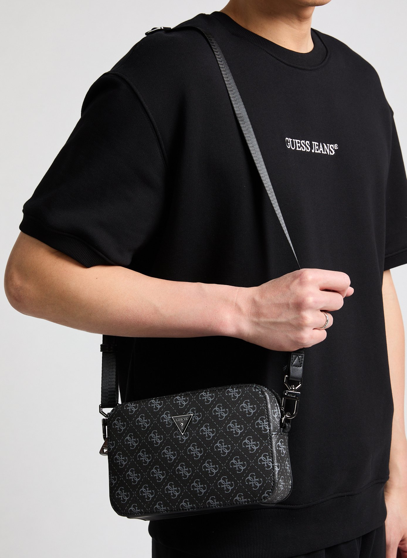 Printed crossbody bag GUESS Black