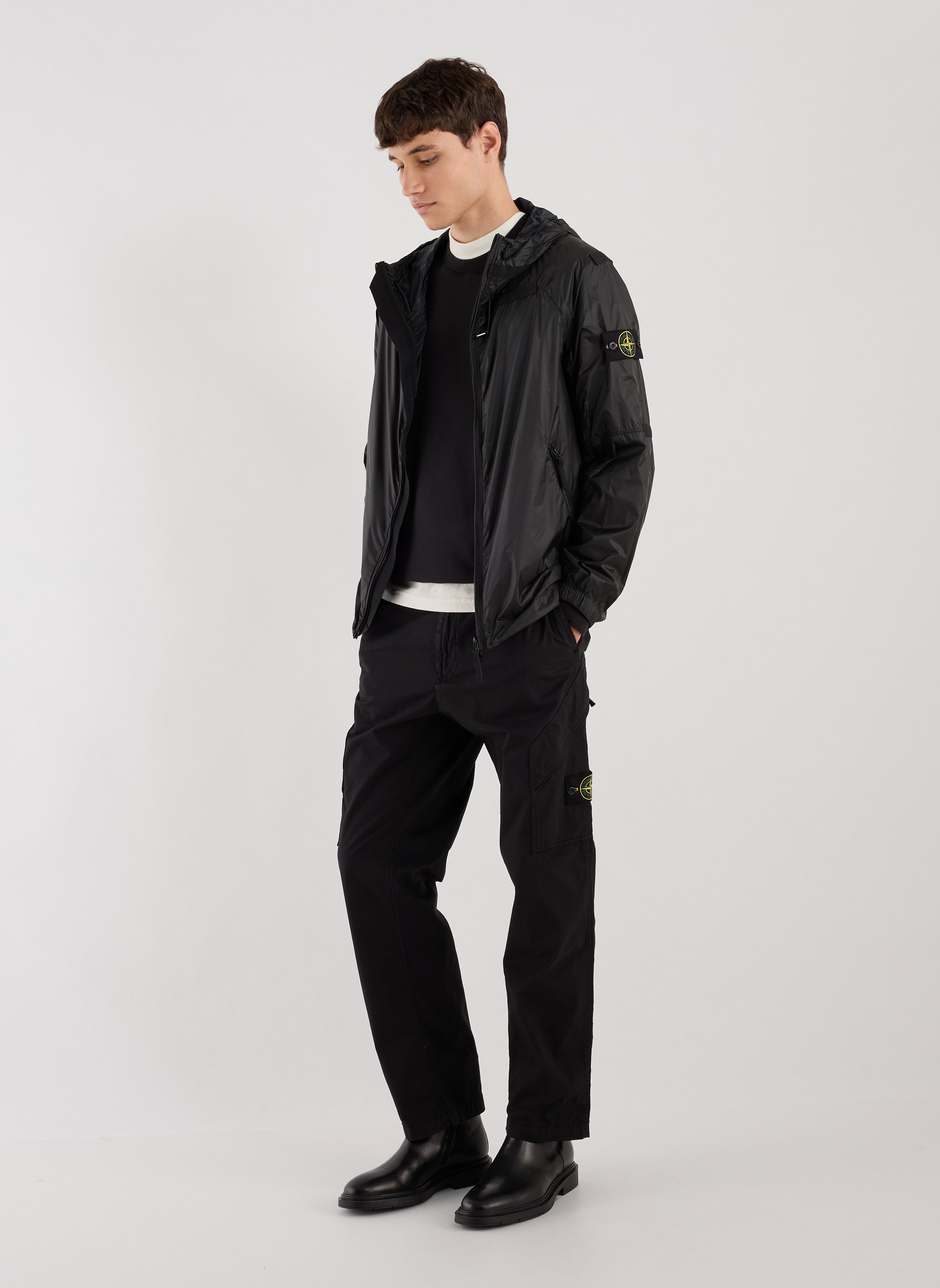 Recycled polyester-blend windbreaker jacket STONE ISLAND Grey