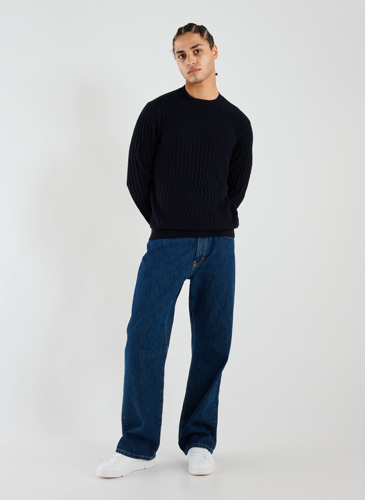 Straight high-neck sweatshirt in blended cotton ARMANI EXCHANGE Black