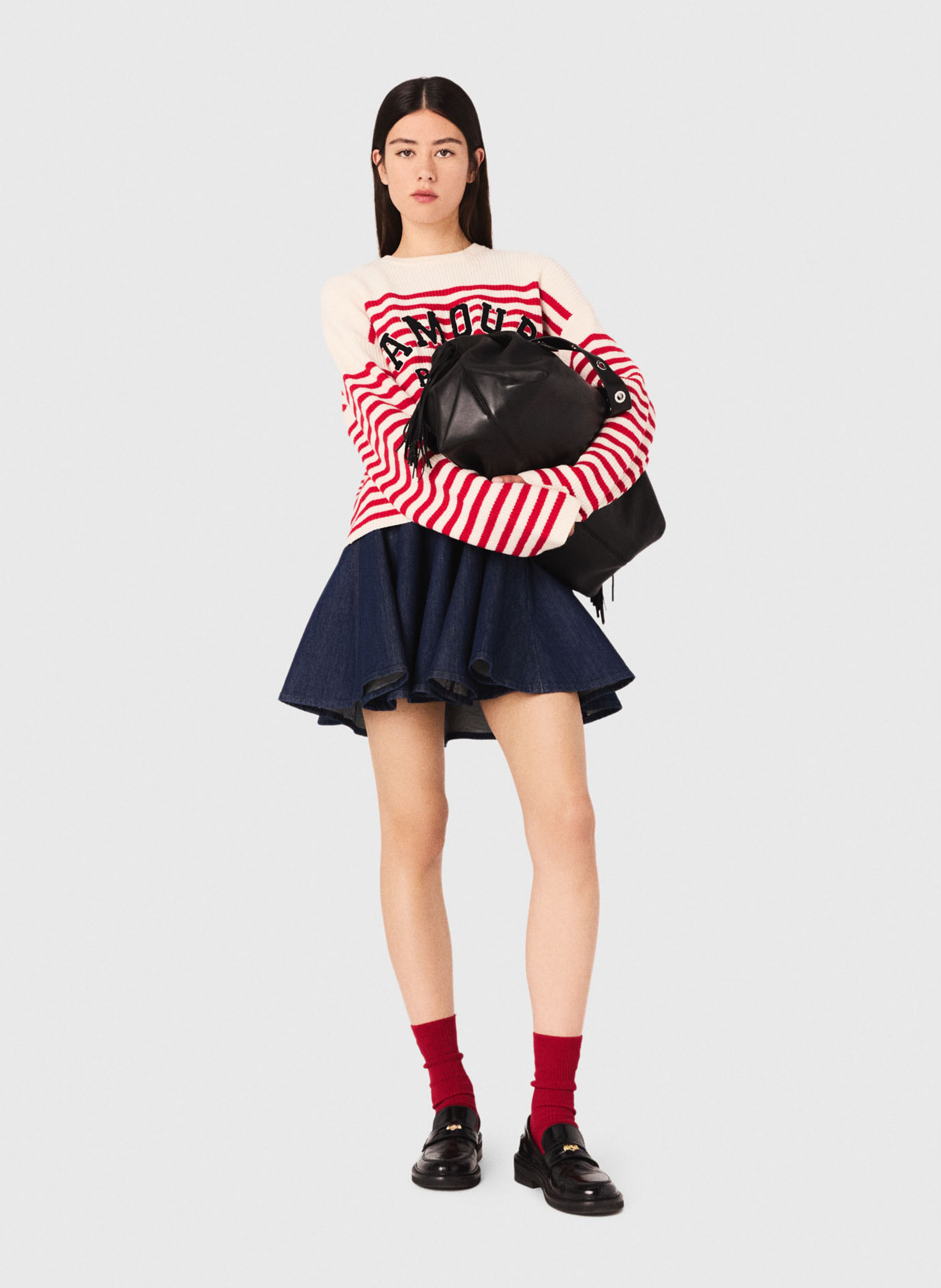 Sweat col rond en laine mélangée Beige