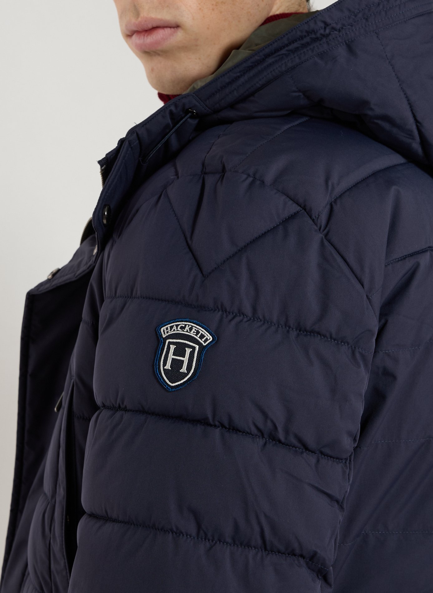 Quilted hooded parka HACKETT Blue