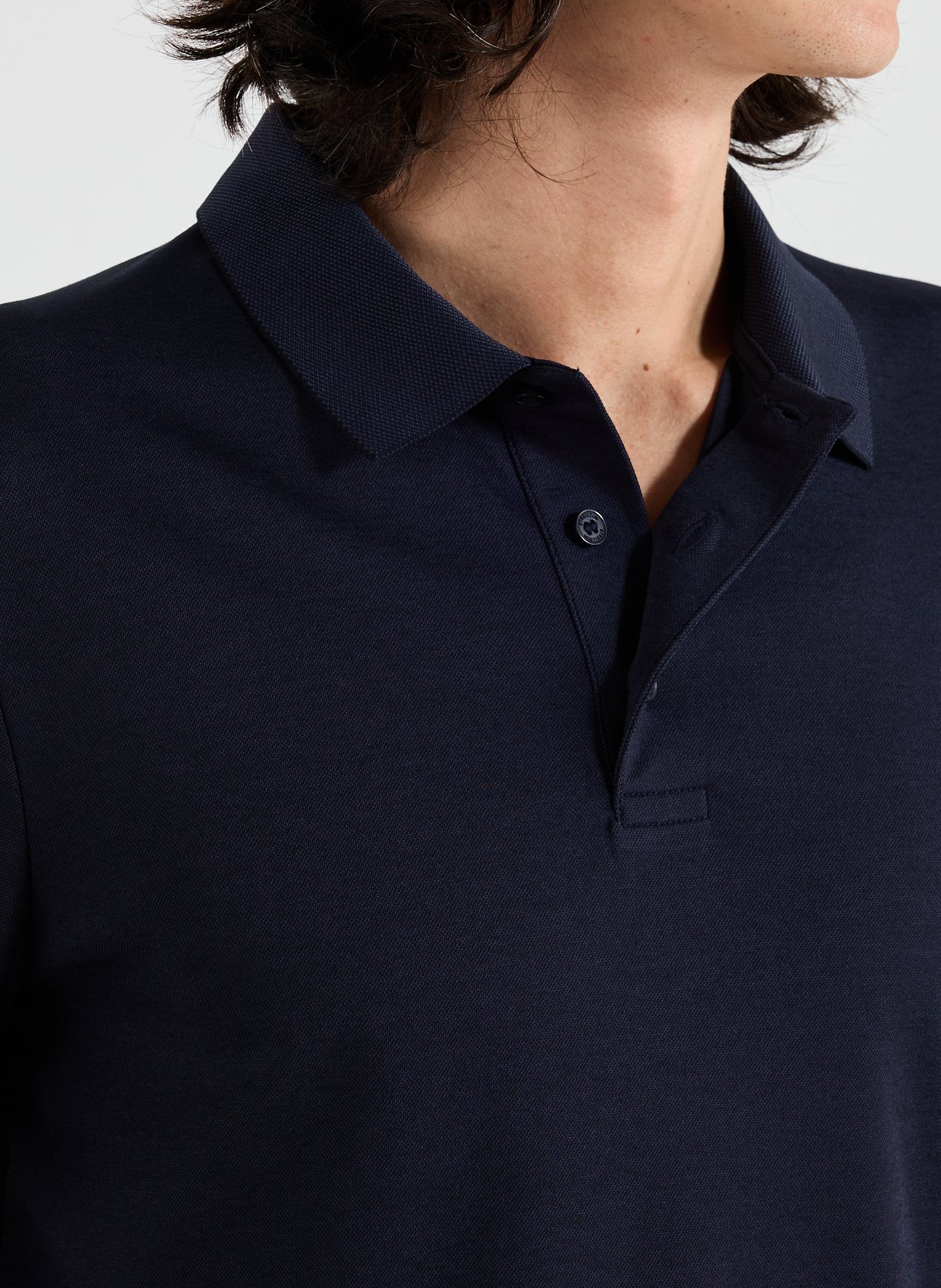 Long-sleeve cotton blend polo shirt STRELLSON Blue