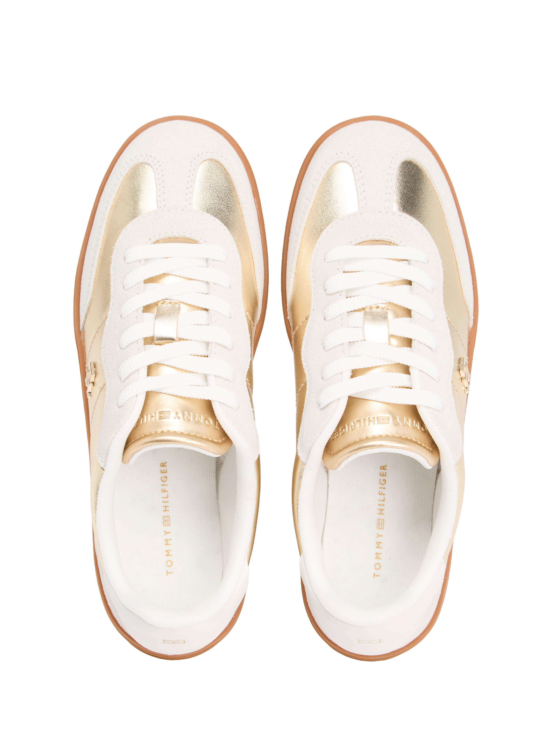 Low metallic lace-up sneakers TOMMY HILFIGER Golden