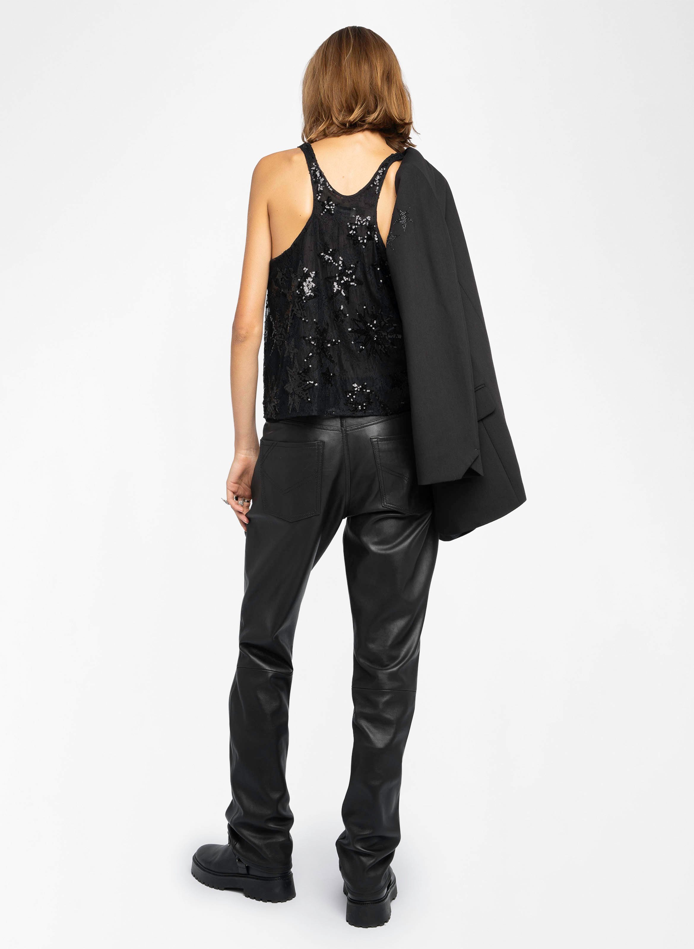 Top ample col u à sequins tarysa ZADIG&VOLTAIRE Noir