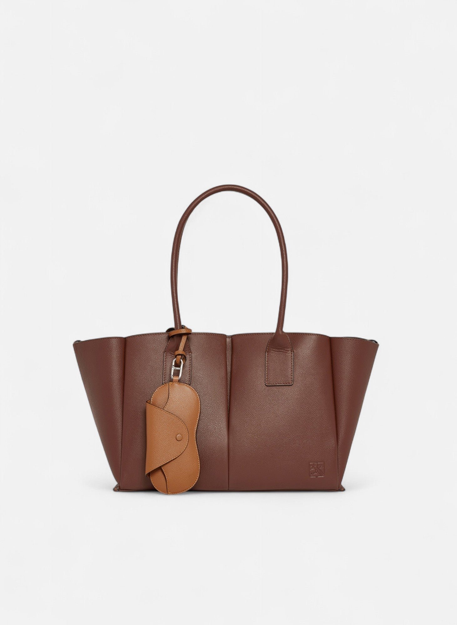 Etui à lunettes charms en cuir grainé LE TANNEUR Marron