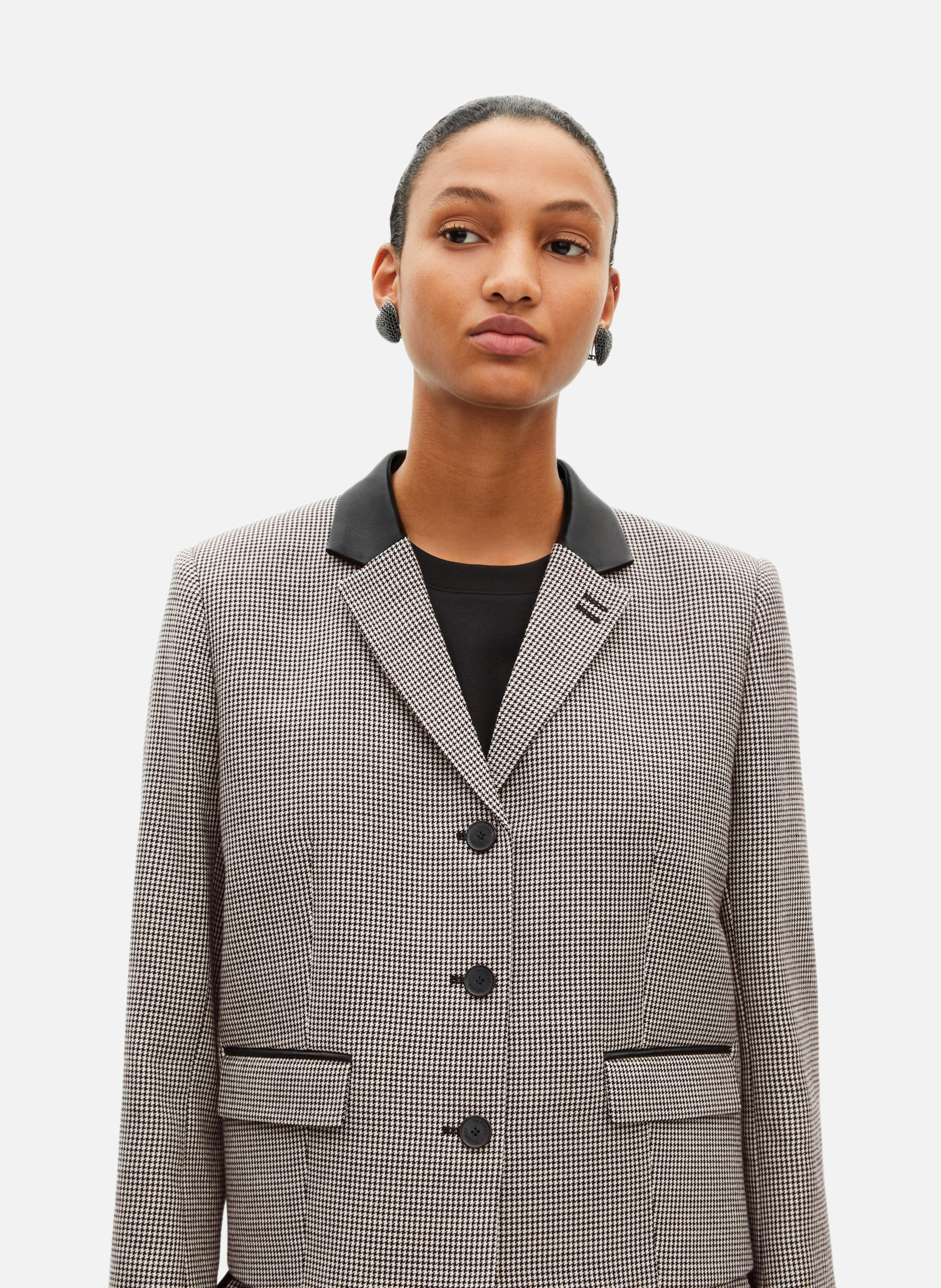 Veste tailleur en pied de poule courte THE KOOPLES Noir