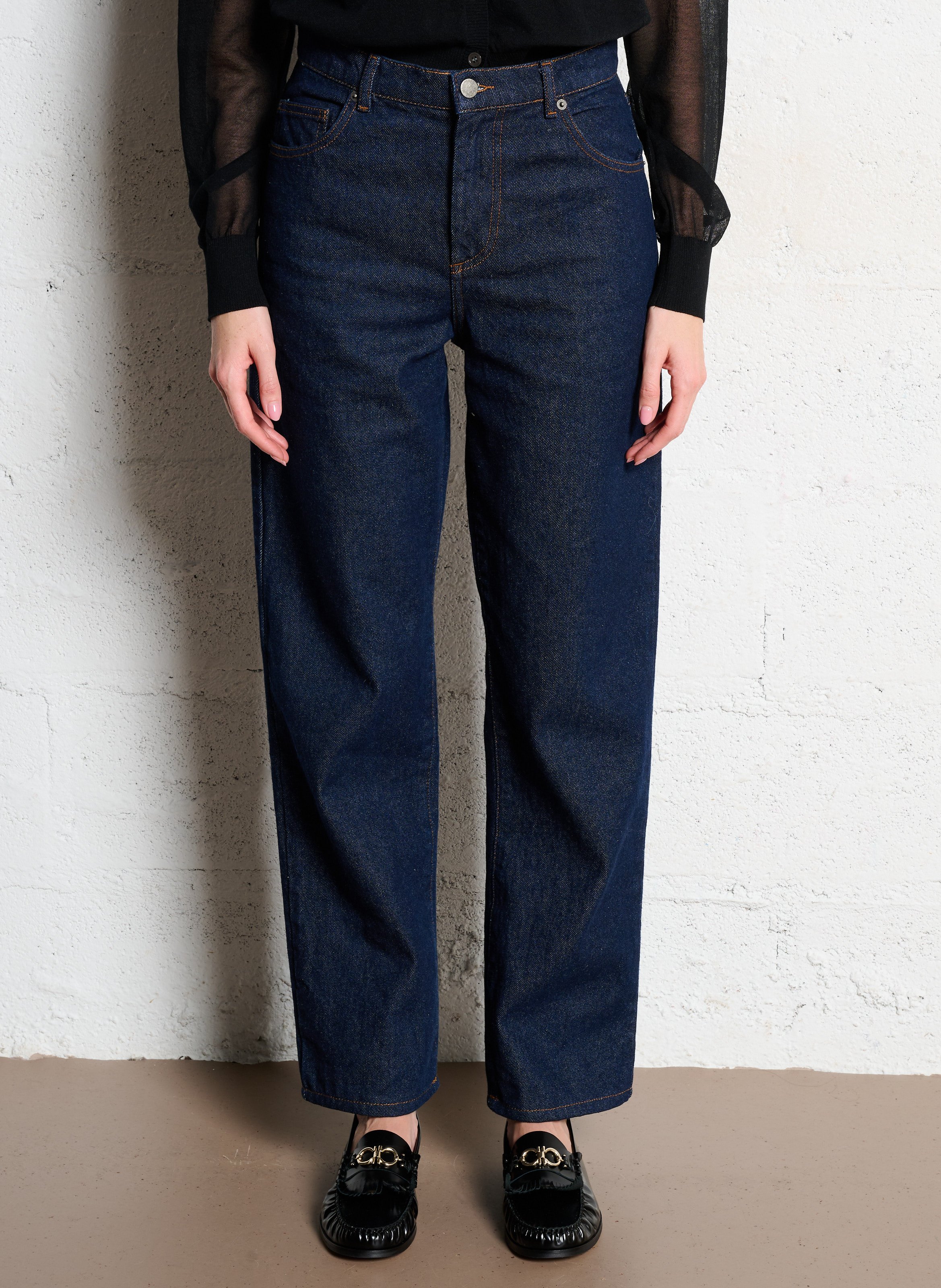 Jean droit taille haute en coton bio barnabe SOEUR Bleu