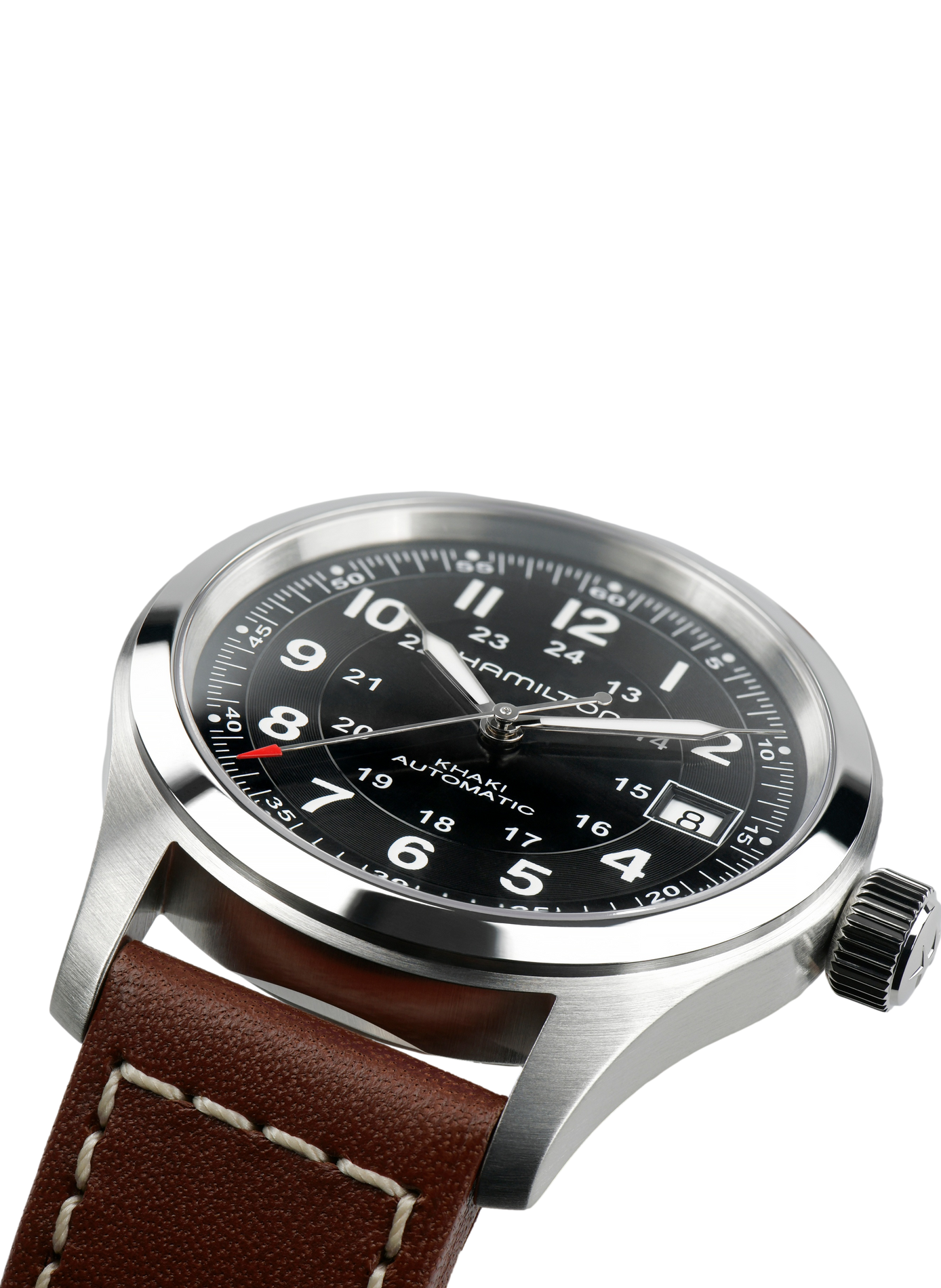 Montre automatique en cuir et acier inoxydable HAMILTON Noir