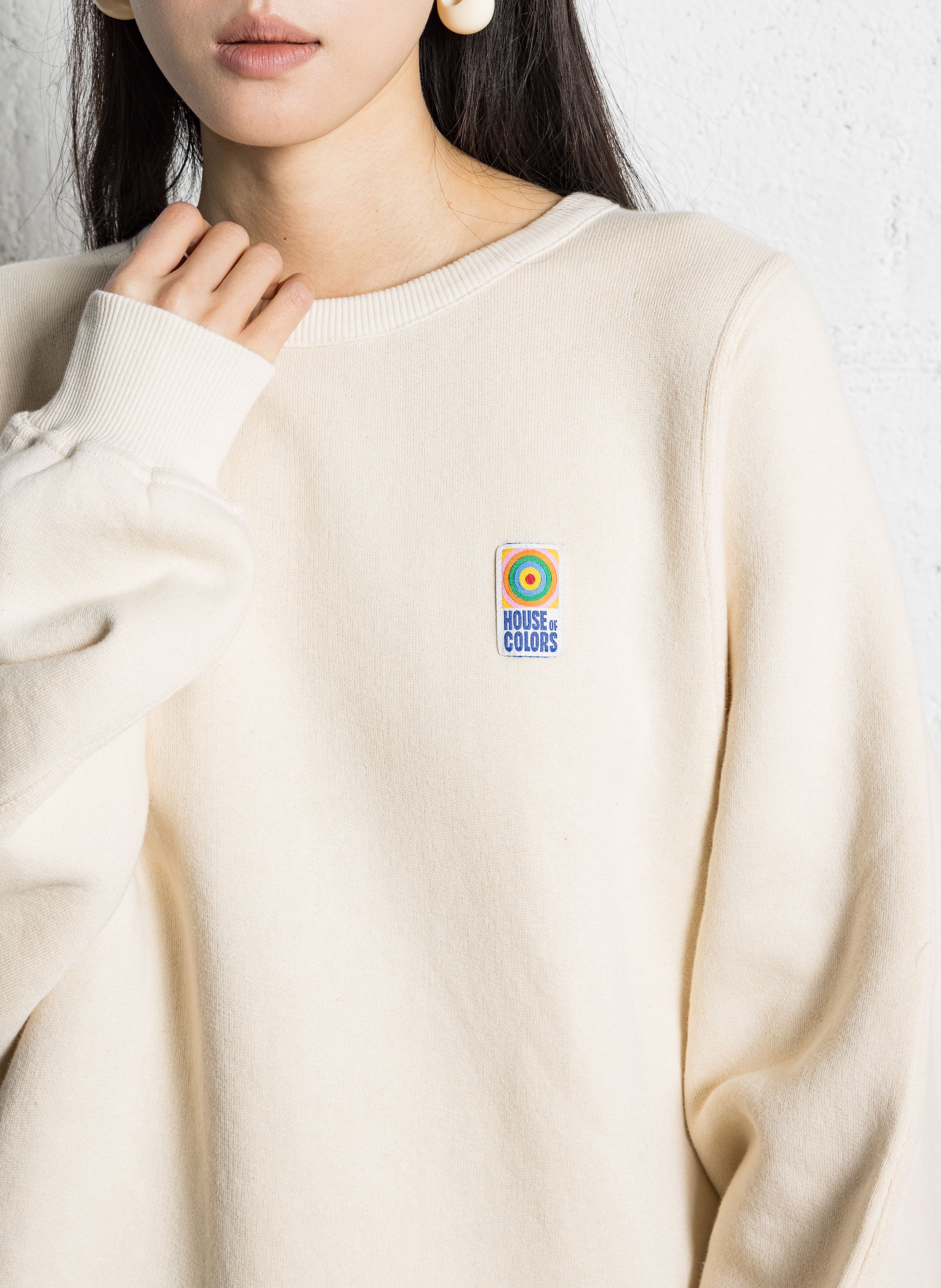 Sweat oversize col rond en coton mélangé fiky AMERICAN VINTAGE Beige