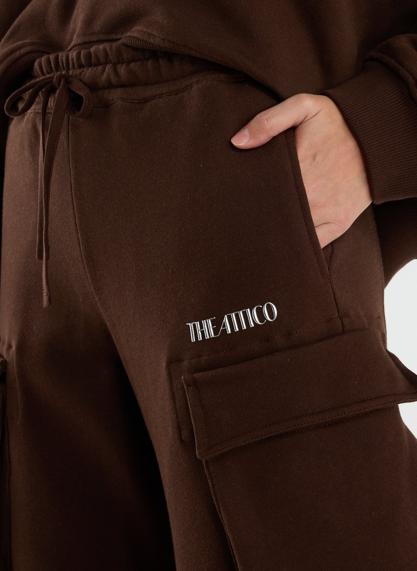 Wide cotton cargo pants THE ATTICO Brown