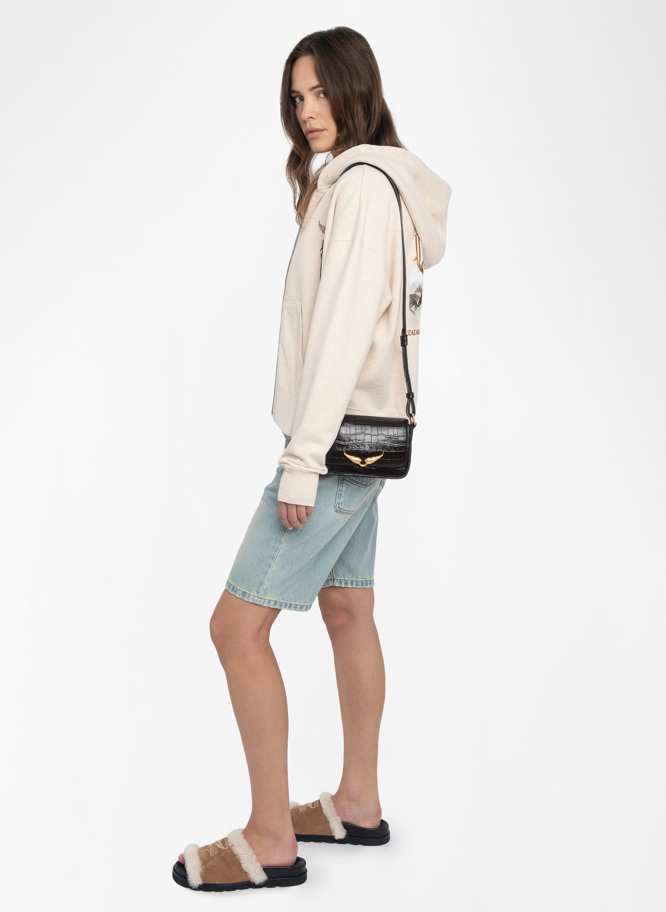 Sweat zippé à capuche à strass mia ZADIG&VOLTAIRE Marron