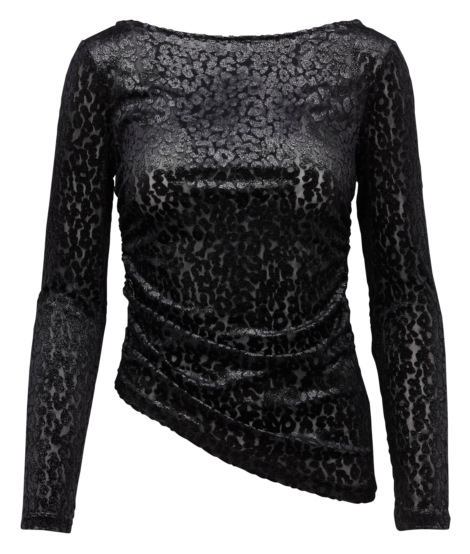 Top ajusté col rond en jacquard pailleté IKKS Noir