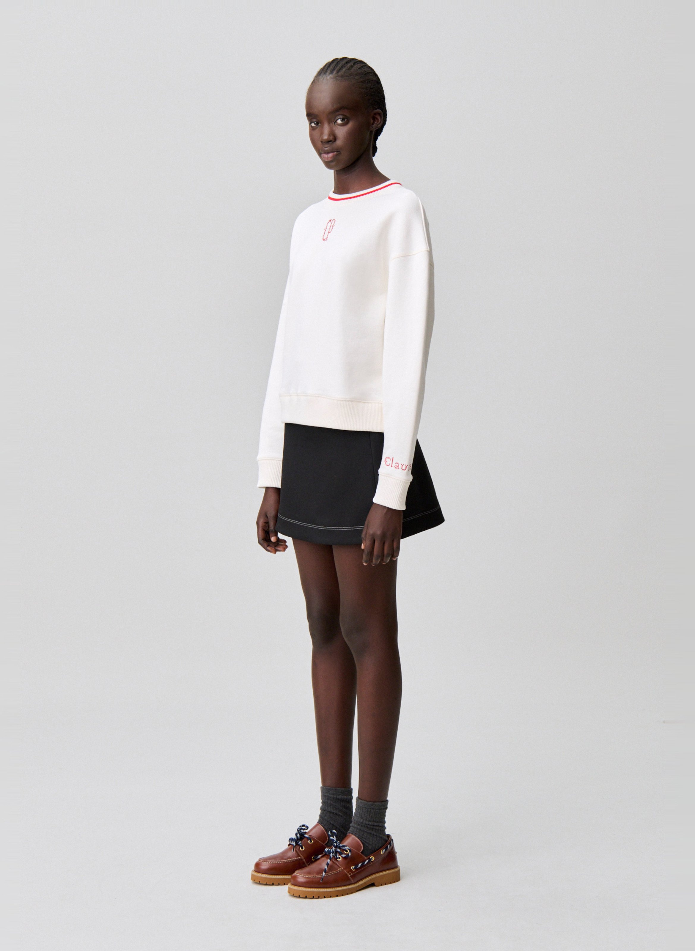 Sweat col rond en coton CLAUDIE PIERLOT Beige