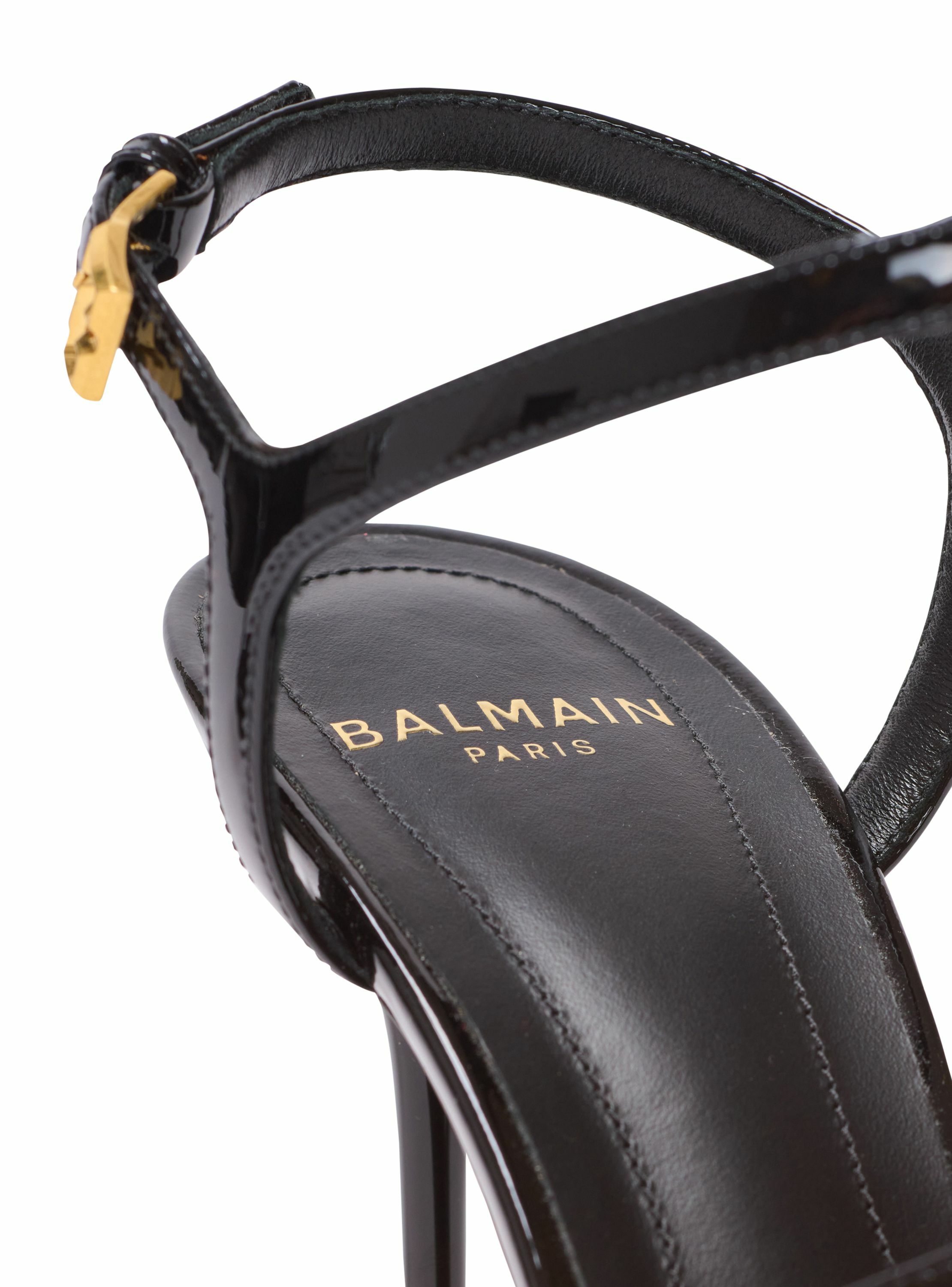 Sandales à talons sync en cuir verni BALMAIN Noir