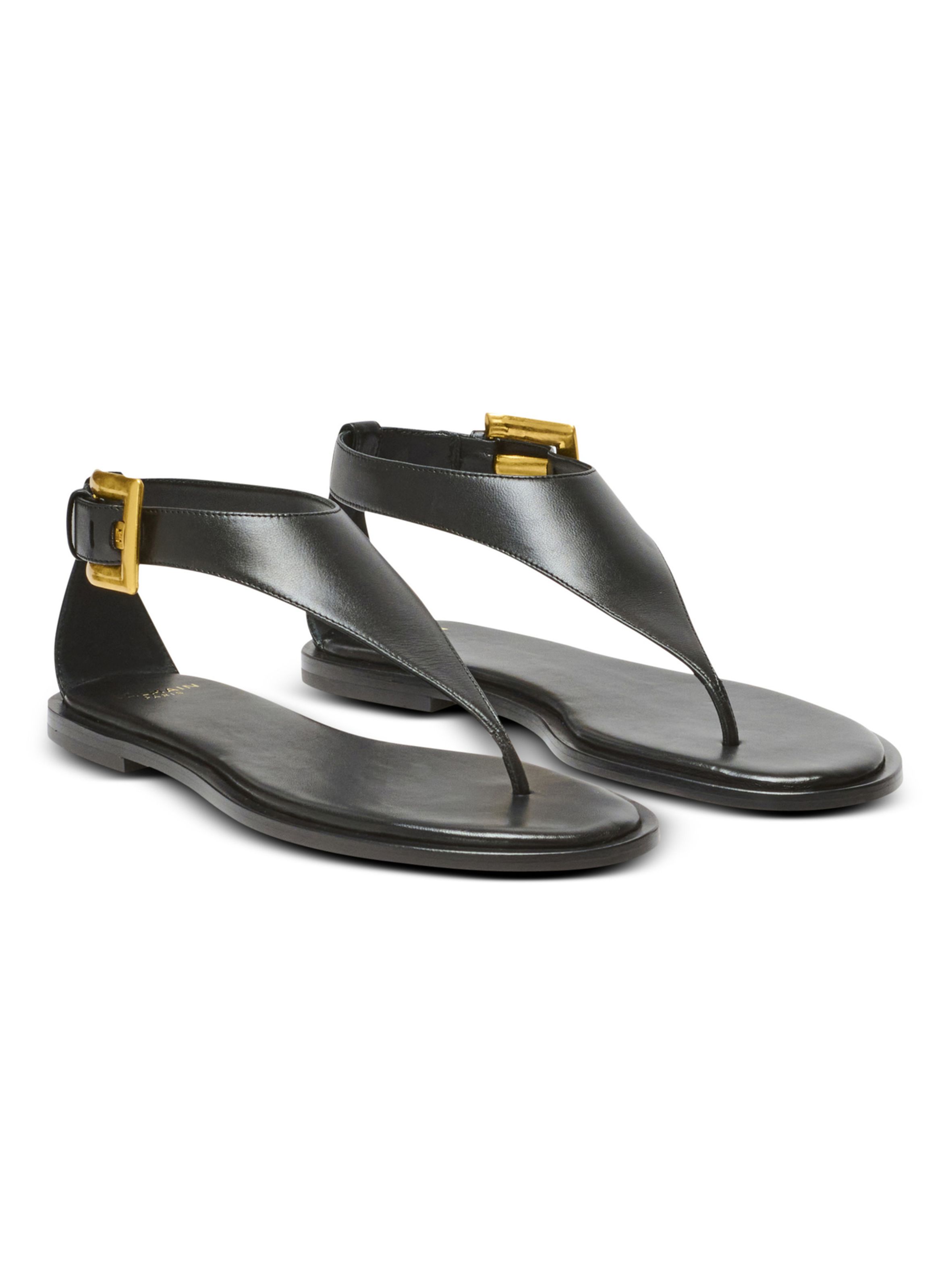 Sandales plates entre-doigts anthem en cuir d’agneau BALMAIN Noir