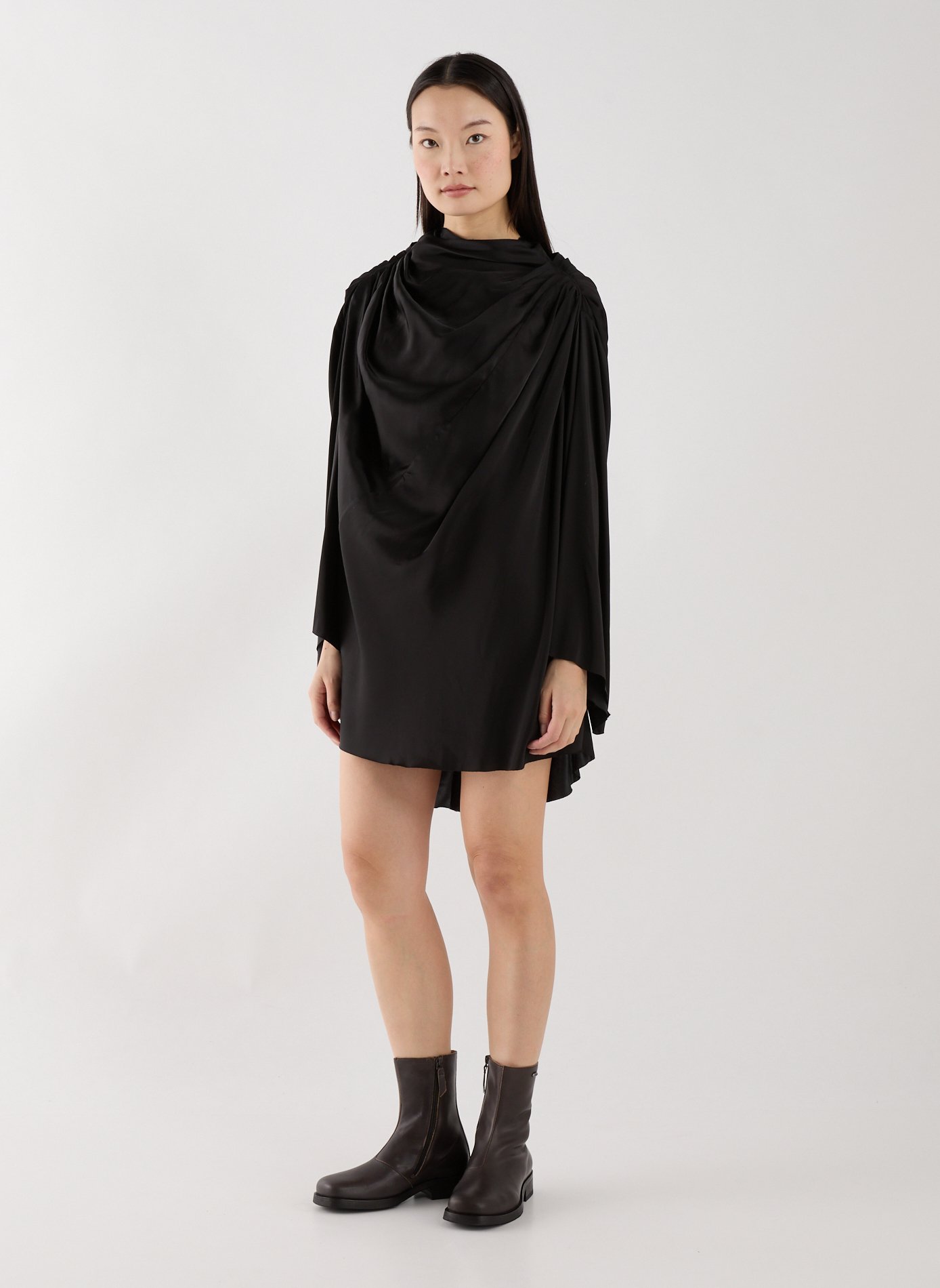 Robe plissée col montant RICK OWENS Noir