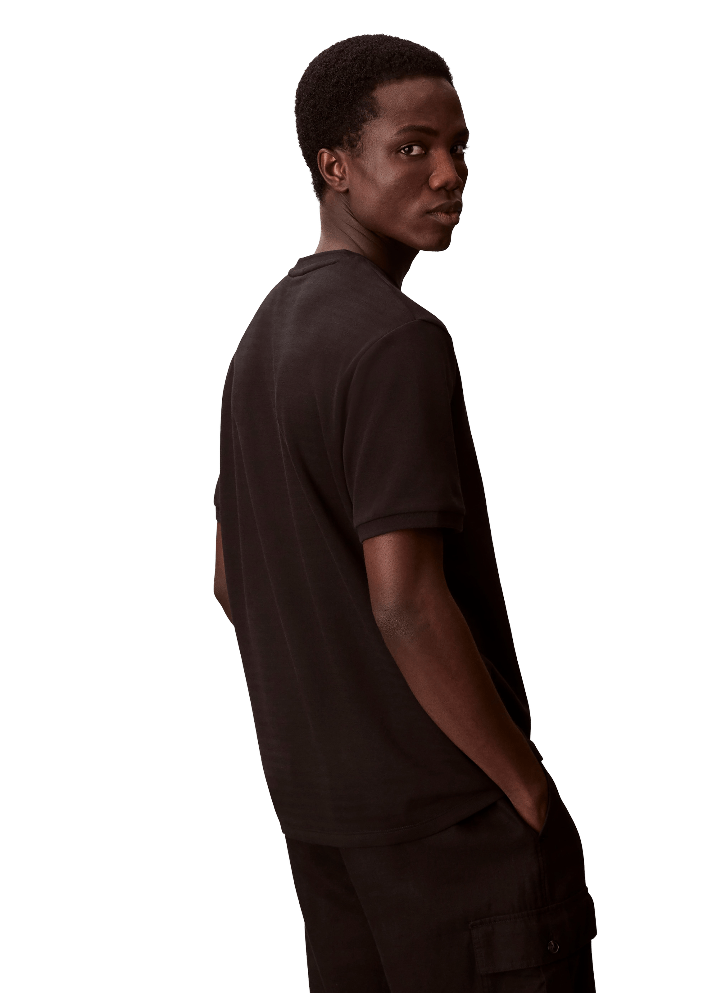 T-shirt manches courtes en coton mélangé CALVIN KLEIN Noir