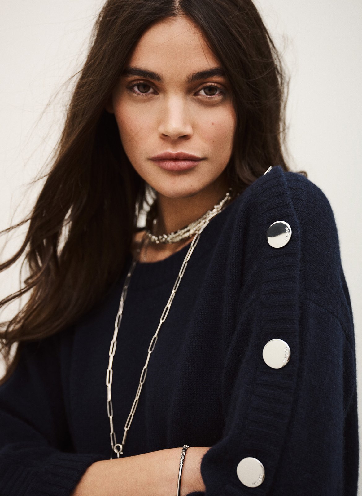 Robe courte col rond en cachemire coleen BA&SH Bleu