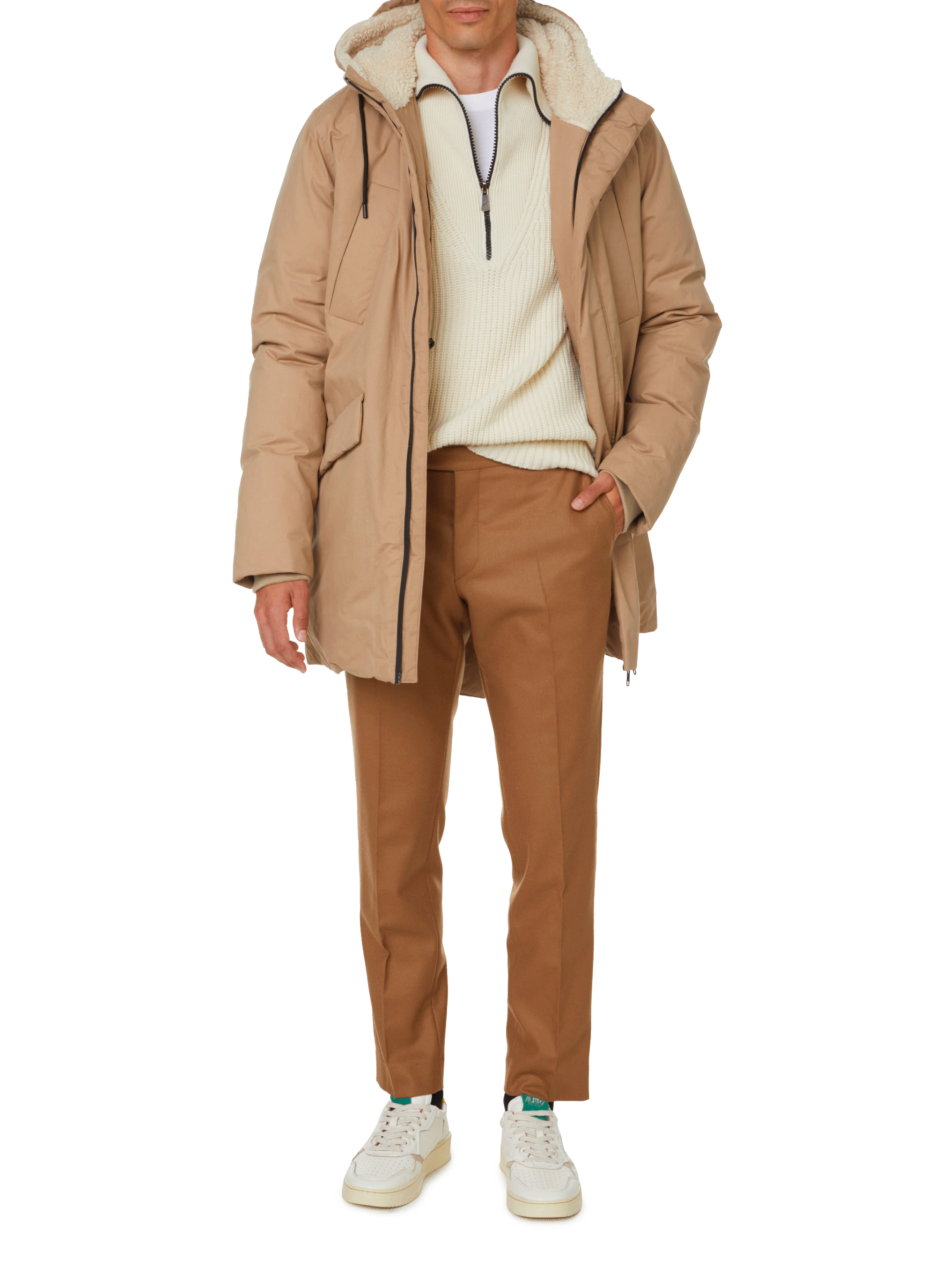 Cotton and shearling parka SAISON 1865 Beige