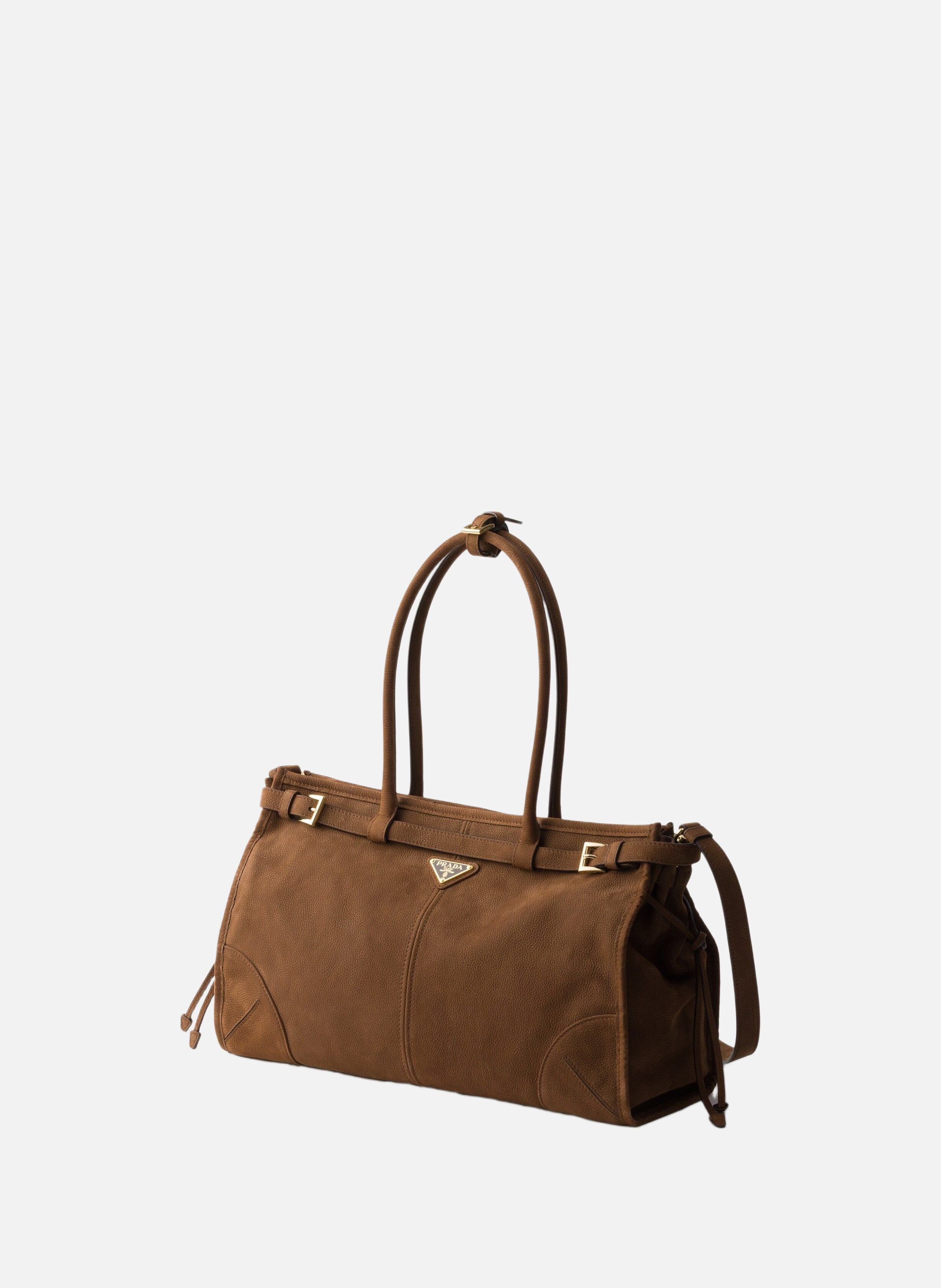 Grand sac à main prada bonnie en cuir nubuck PRADA Marron