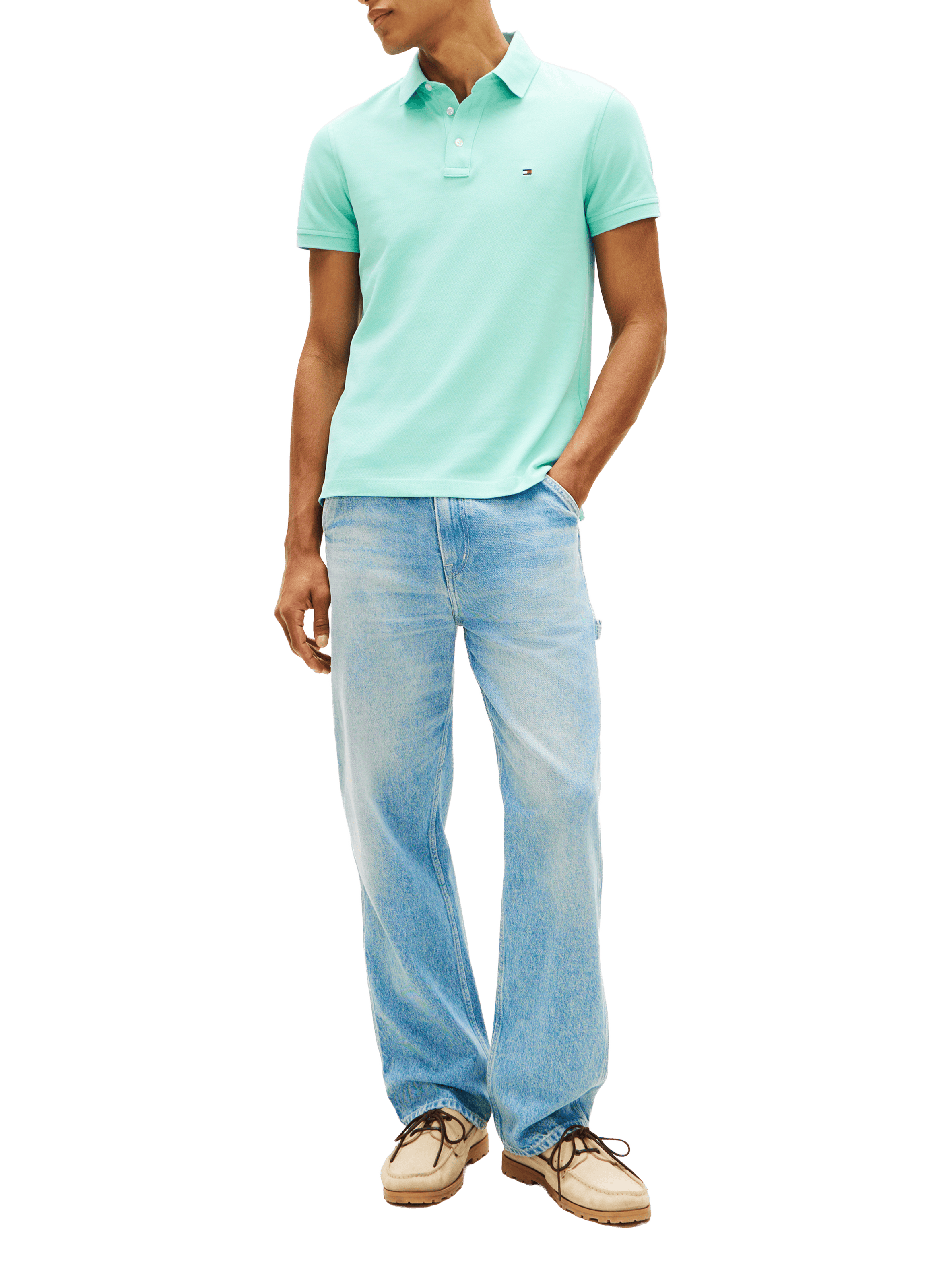 Polo en coton organique Bleu