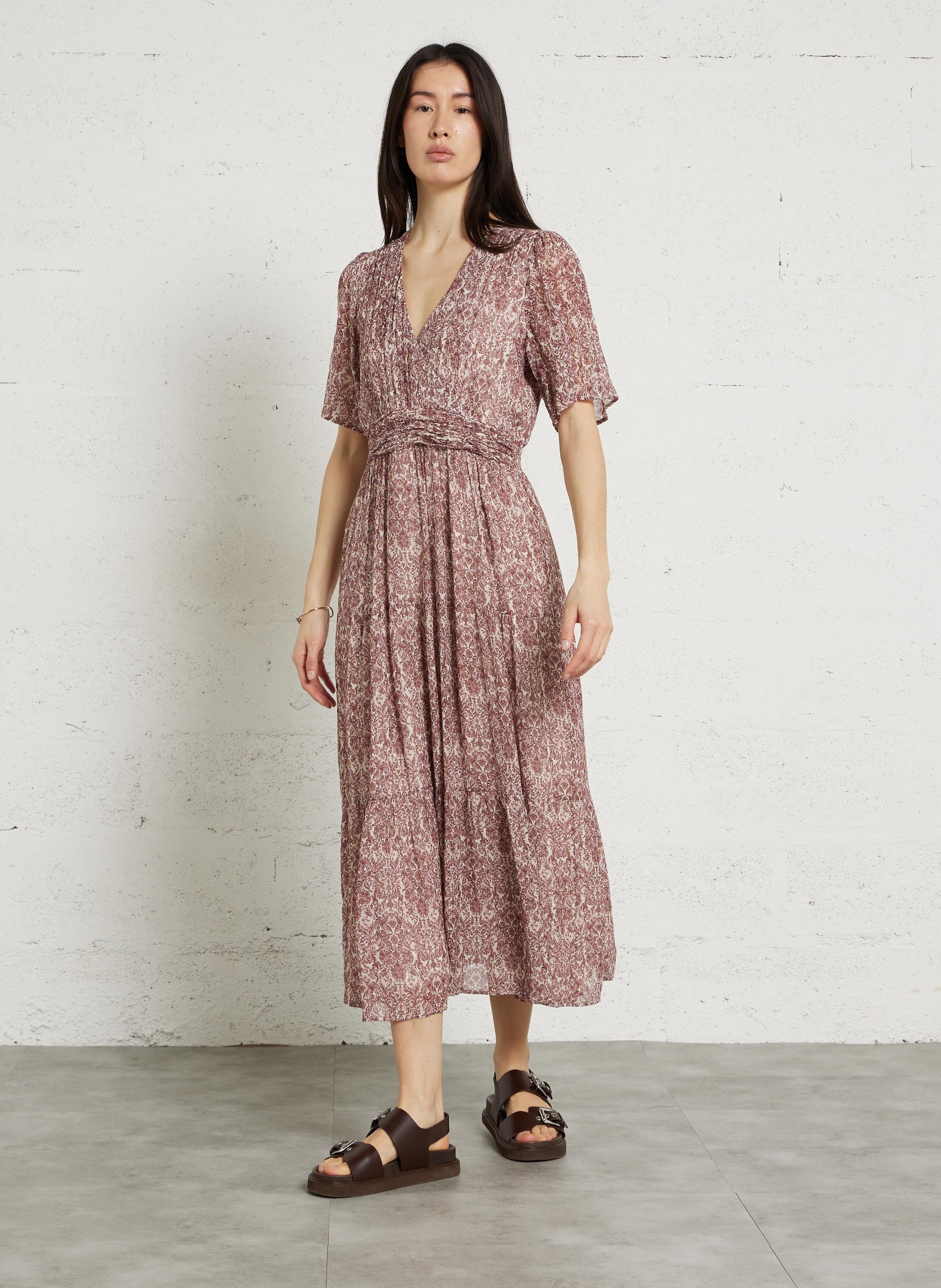 Robe cache-cœur évasée imprimée loumia MAISON 123 Violet