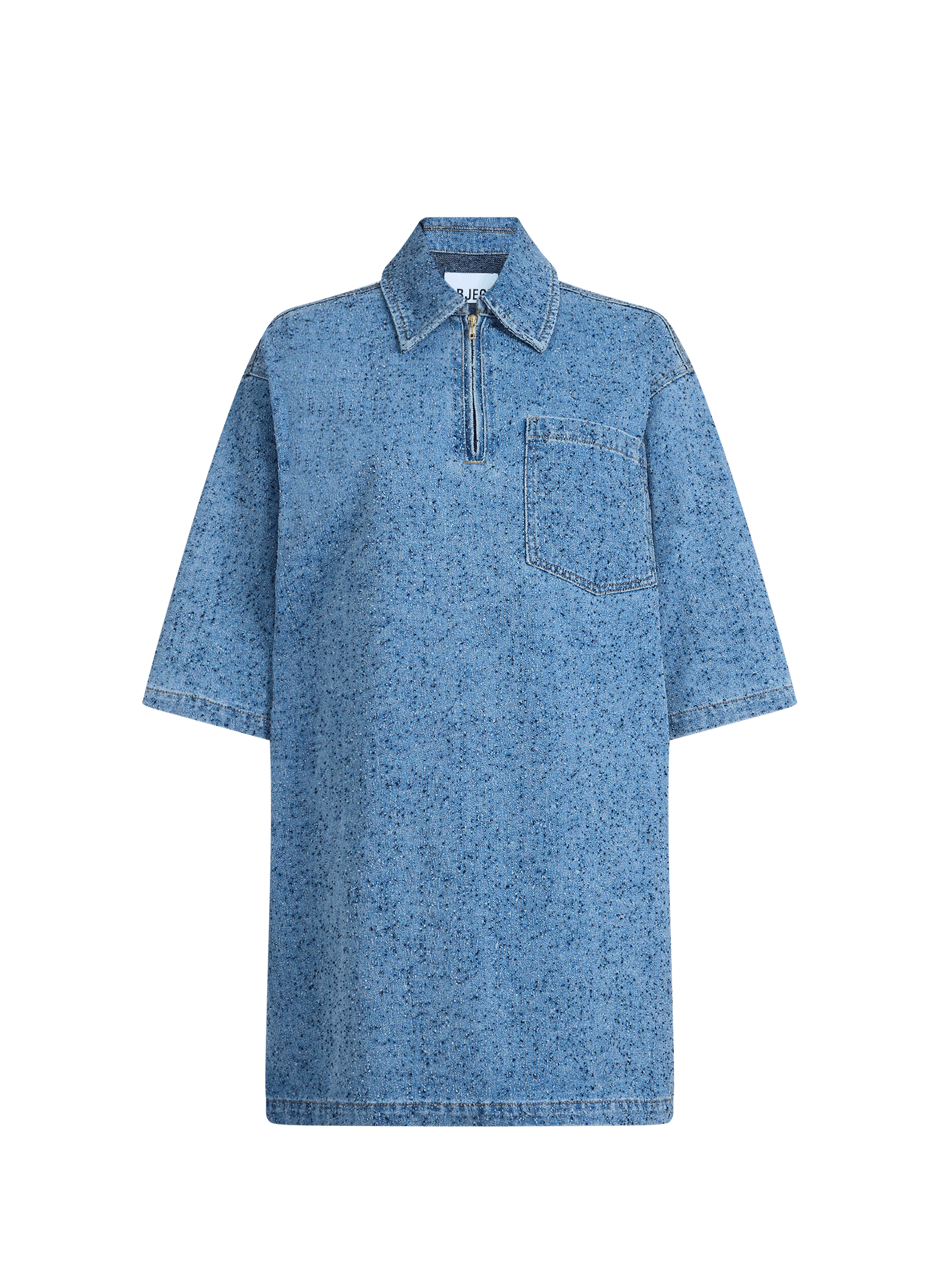 Robe courte en denim de coton piqué OBJECT Bleu